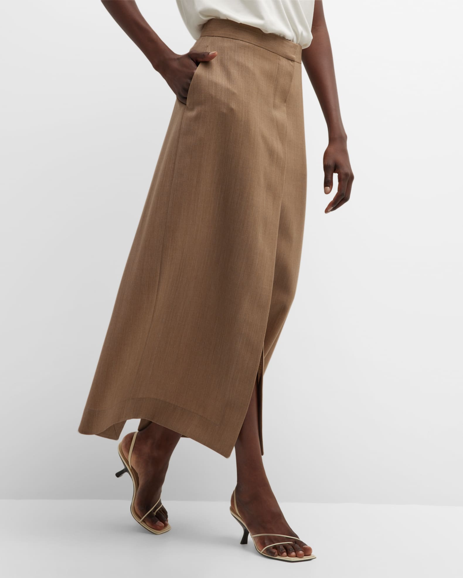 THE ROW Barlow Tailored Wool Maxi Skirt | Neiman Marcus