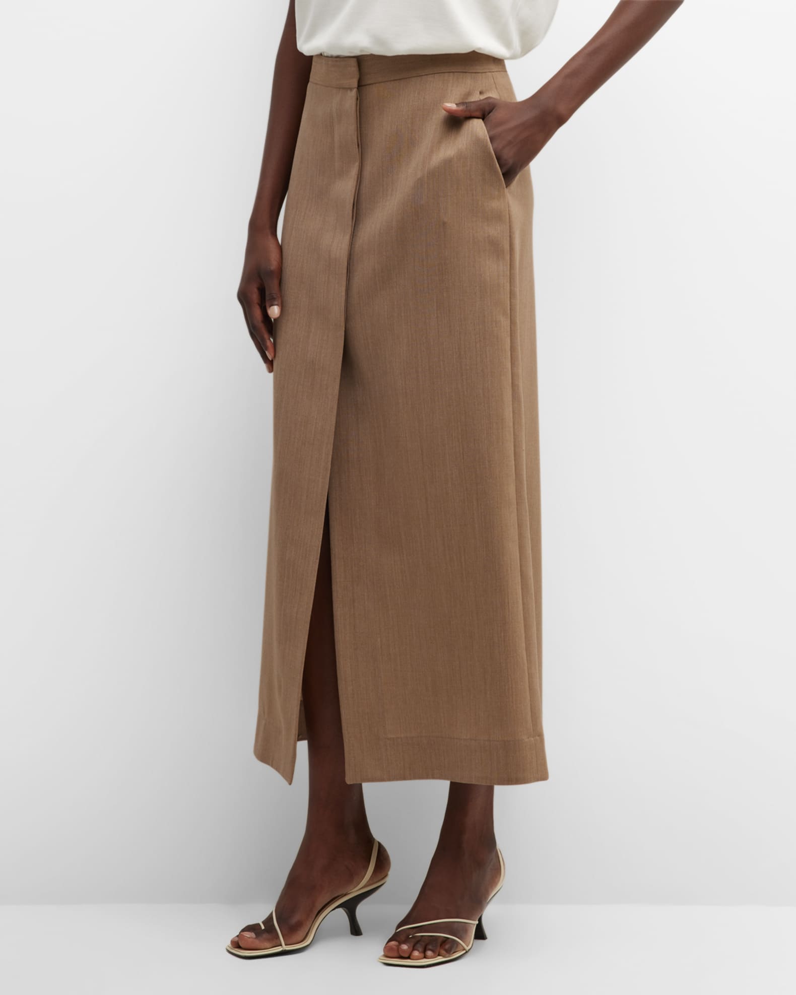 THE ROW Barlow Tailored Wool Maxi Skirt Neiman Marcus