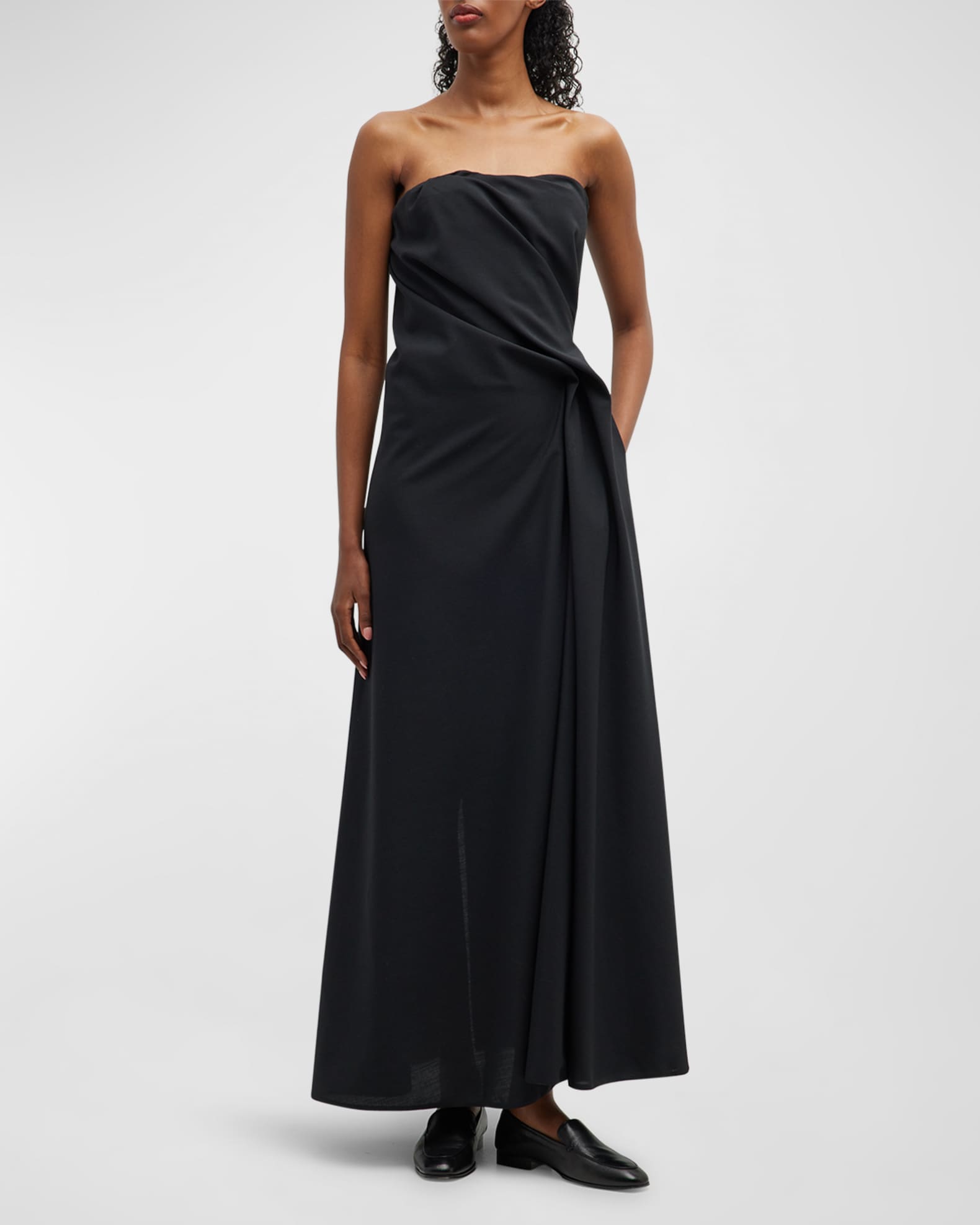 THE ROW Bima Gathered Strapless Dress | Neiman Marcus