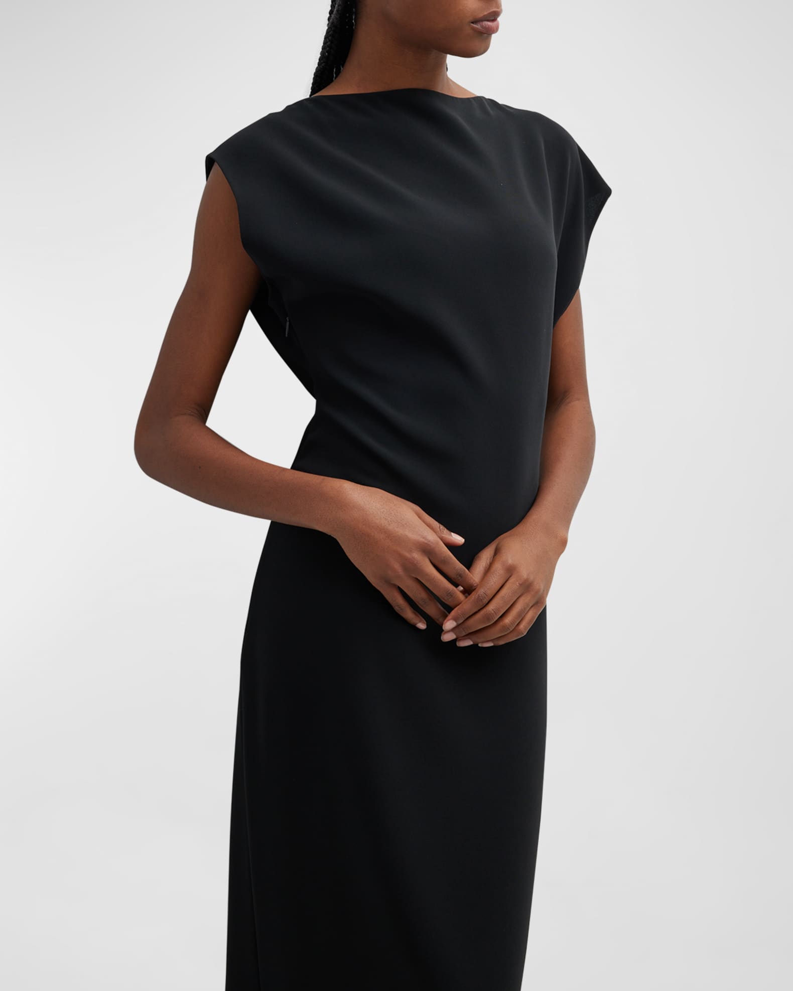 THE ROW Blathine Cap-Sleeve Midi Dress | Neiman Marcus