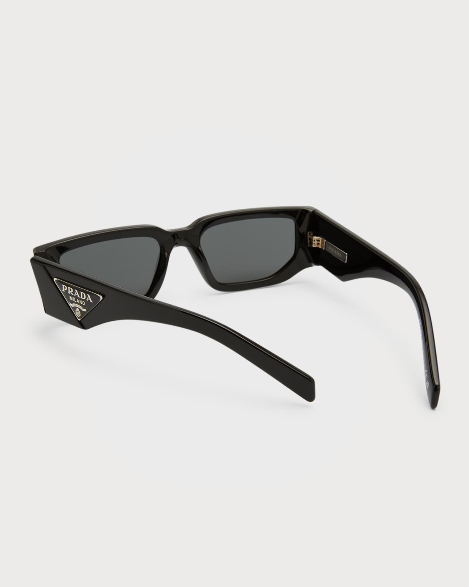 Prada Men's Triangle Logo Bicolor Rectangle Sunglasses