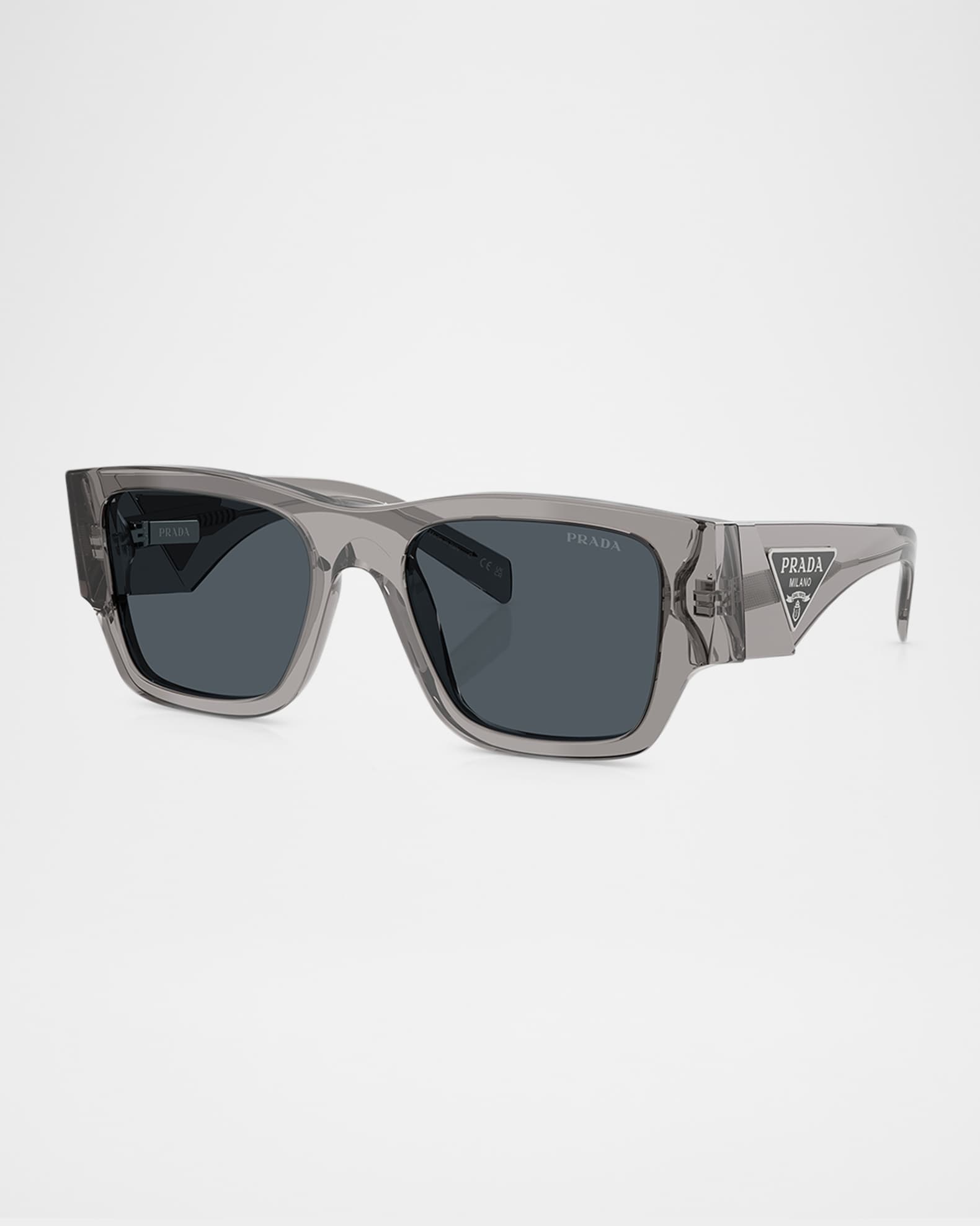 Prada Men's Triangle Logo Bicolor Rectangle Sunglasses | Neiman Marcus