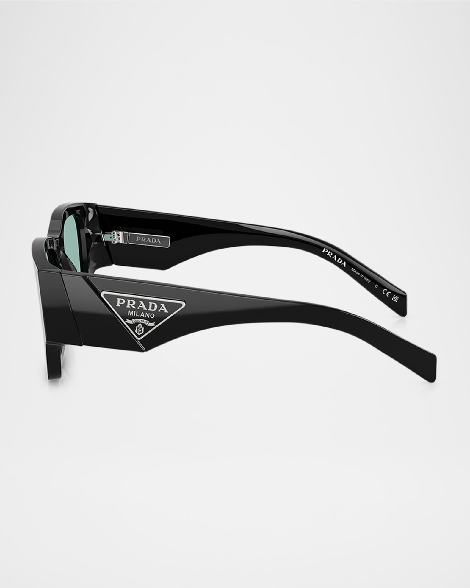 Men's Triangle Logo Bicolor Rectangle Sunglasses 1