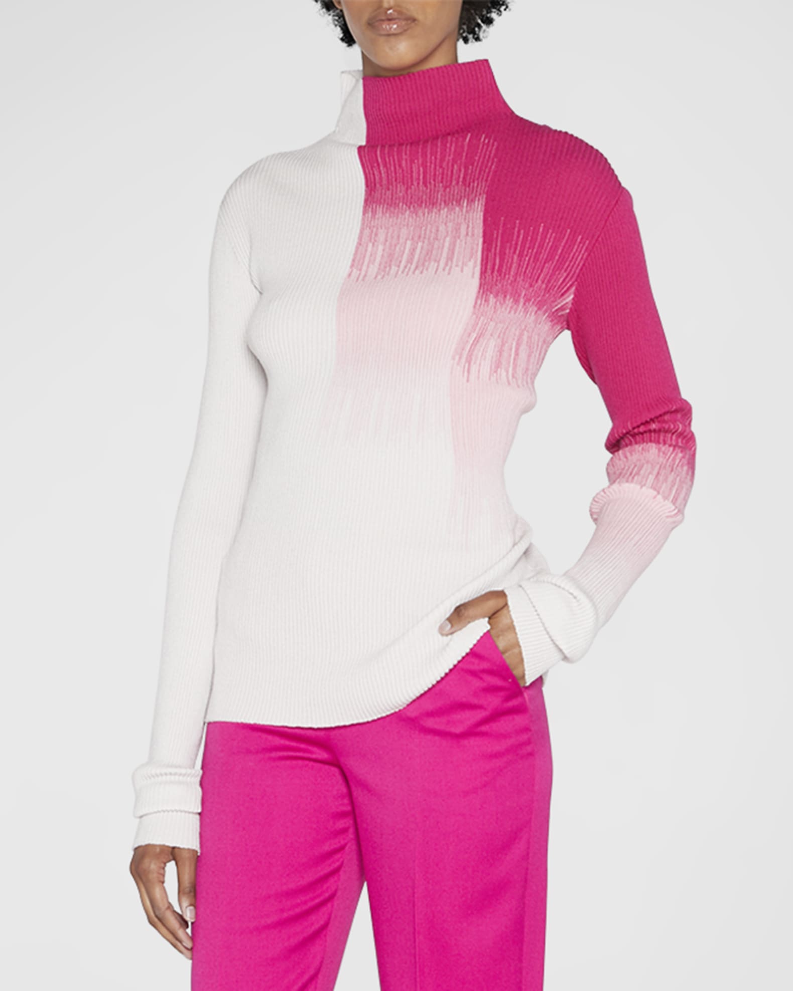 Ribbed Ombre Turtleneck Sweater 1