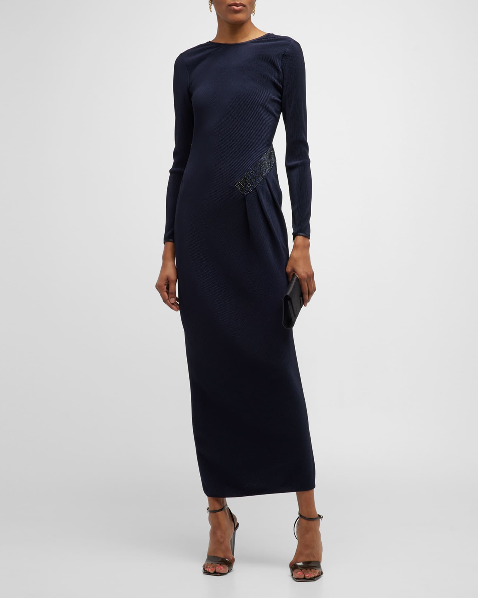 Jersey Dress w Beaded Hip Detail