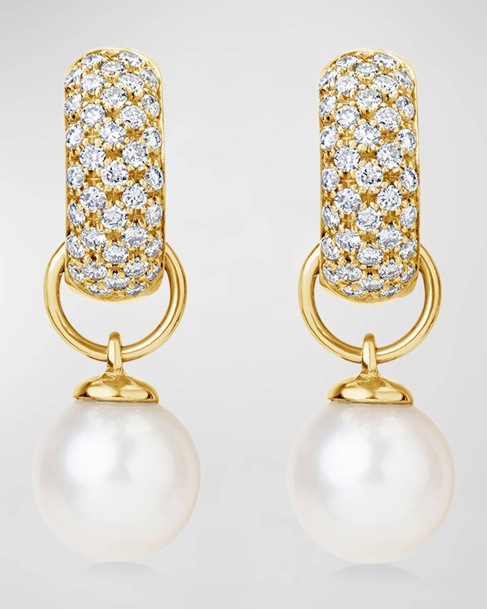 18K Yellow Gold Diamond and Pearl Earrings 0