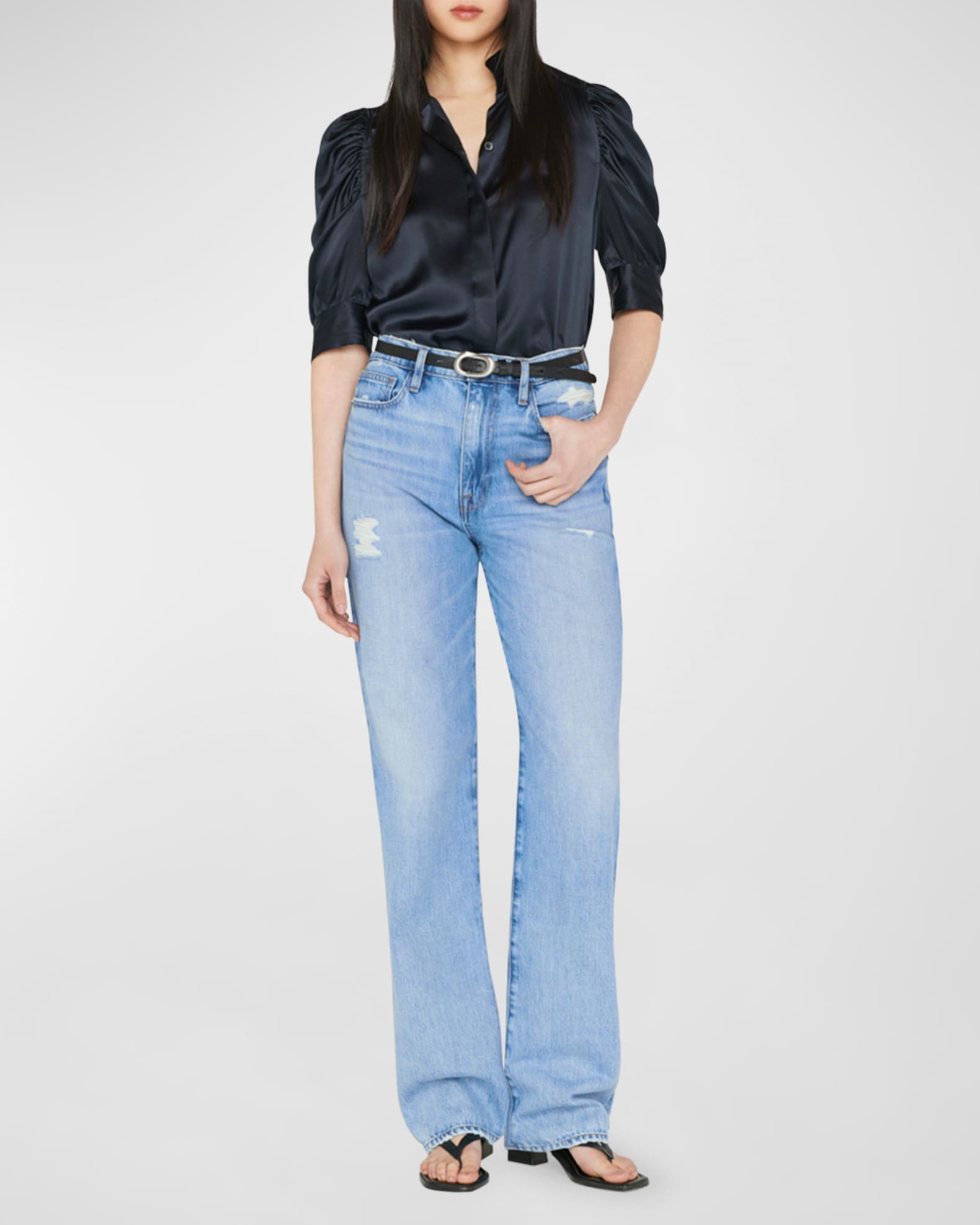 Gillian Silk Ruched Sleeve Top