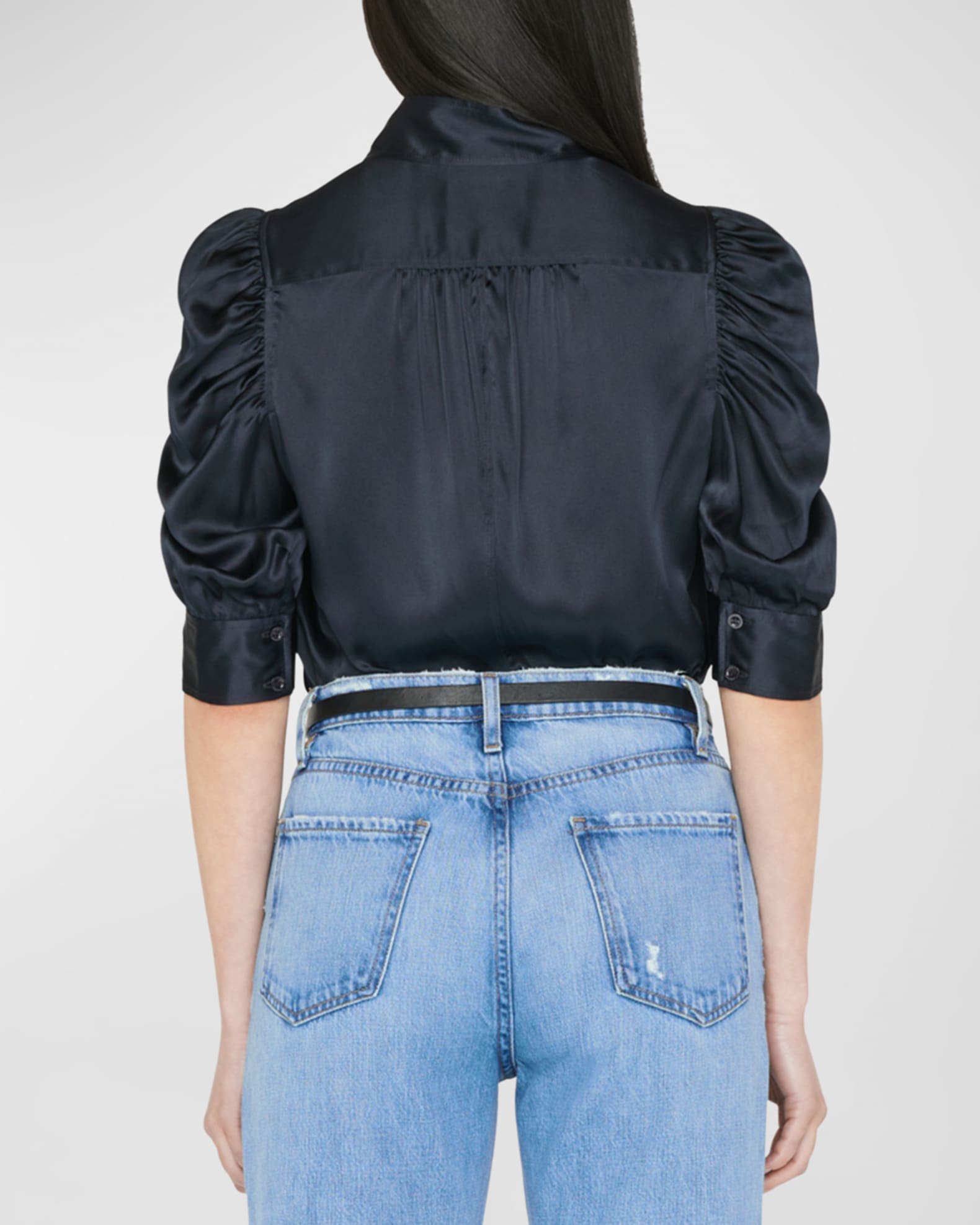 Gillian Silk Ruched Sleeve Top
