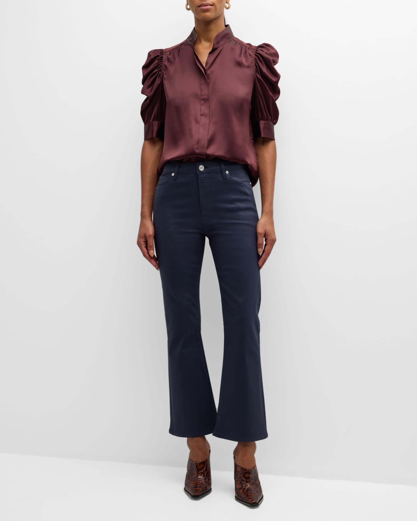 Gillian Silk Ruched Sleeve Top 1