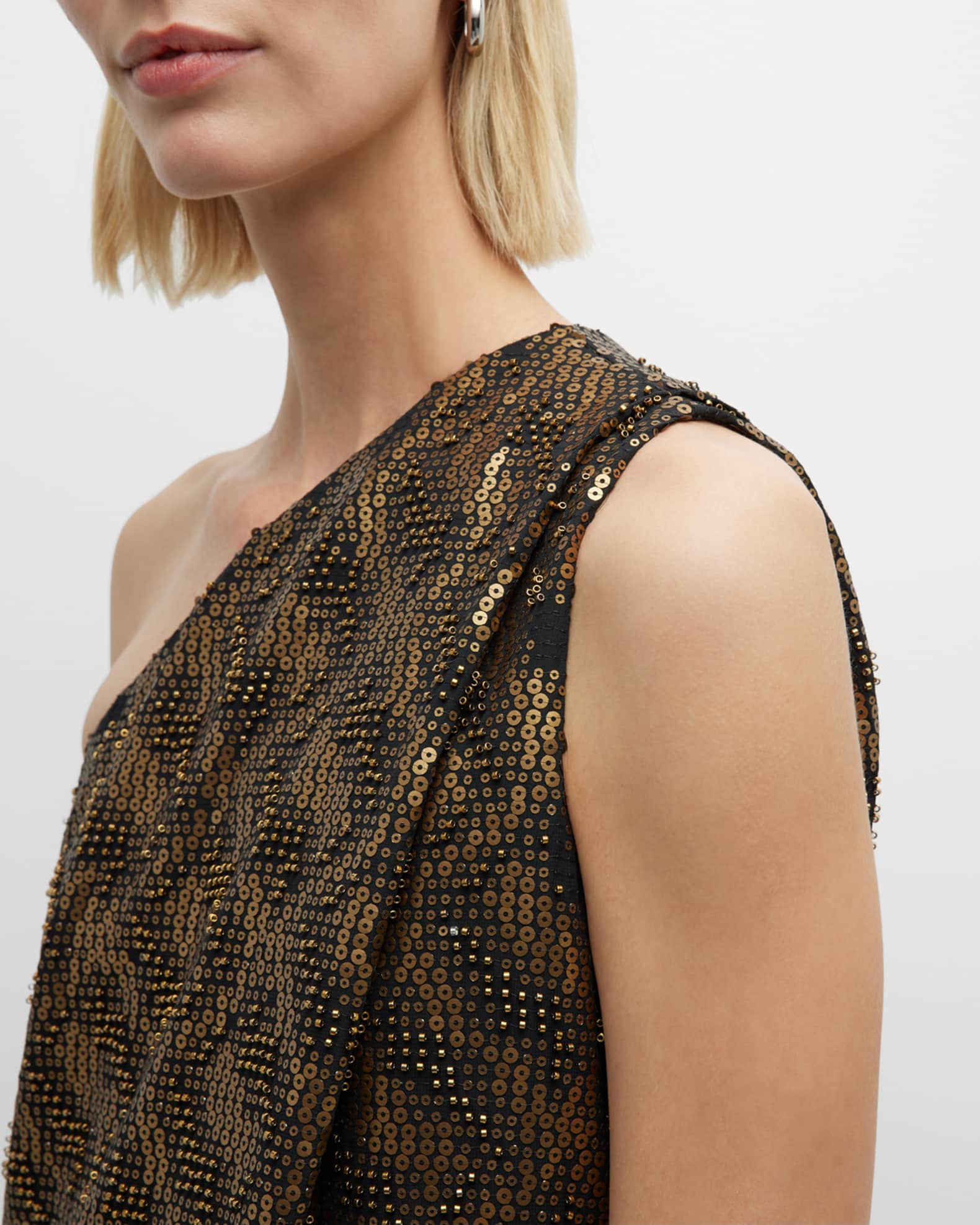 Halston Lexa One-Shoulder Sequin Chiffon Gown | Neiman Marcus