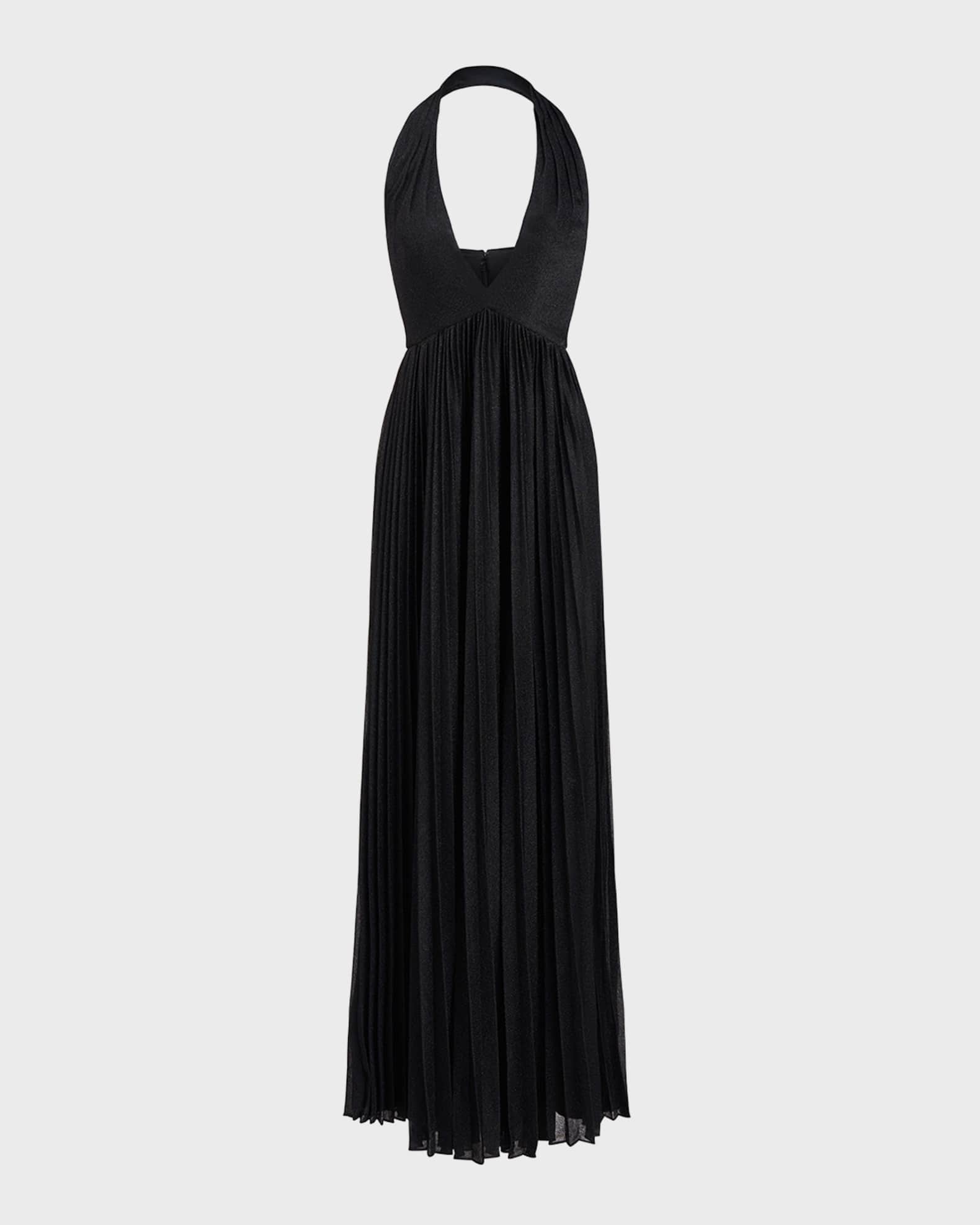 Halston Tiffany Pleated Shimmer Halter Gown | Neiman Marcus