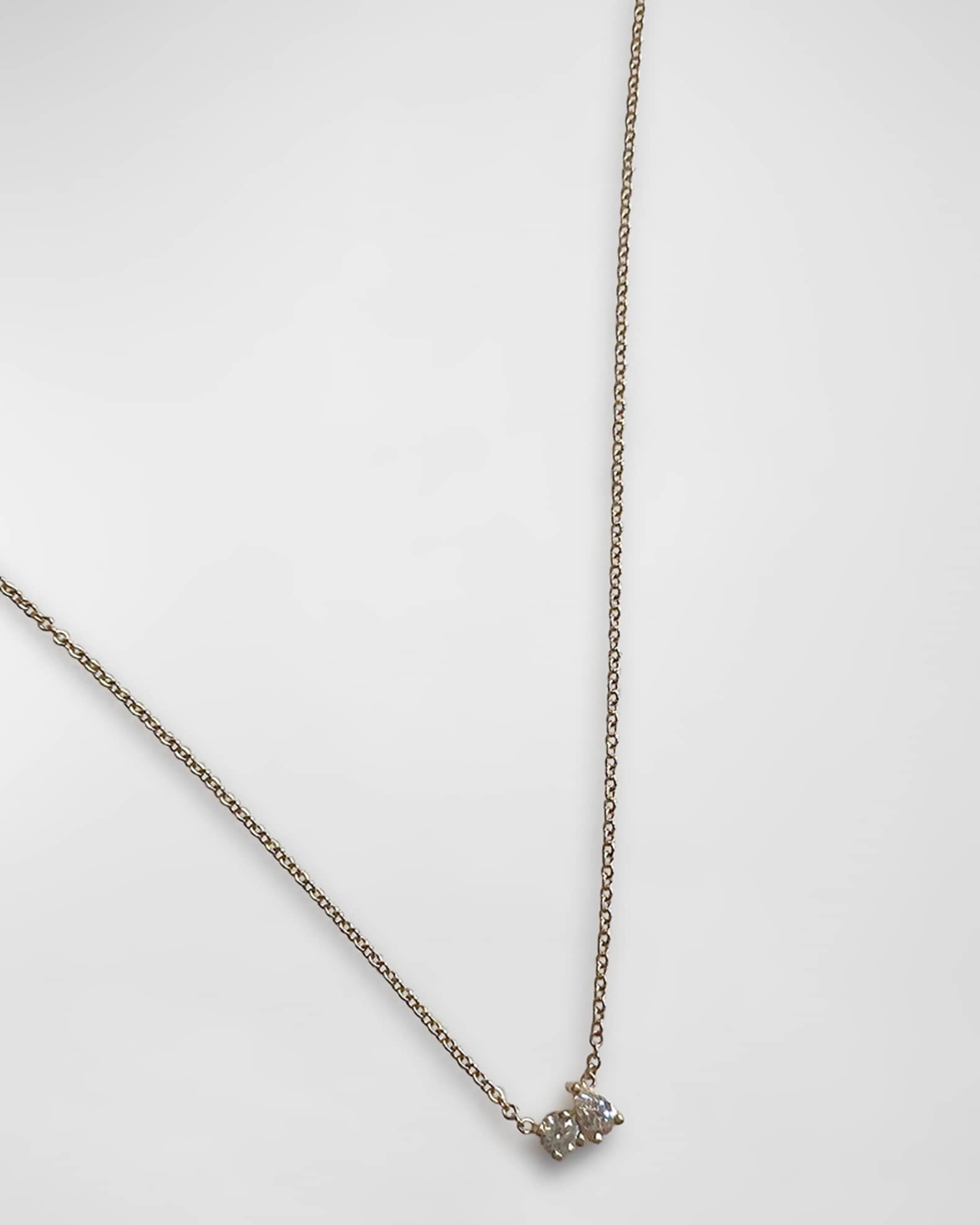 Zoe Lev Jewelry 14K Diamond Toi et Moi Necklace Neiman Marcus