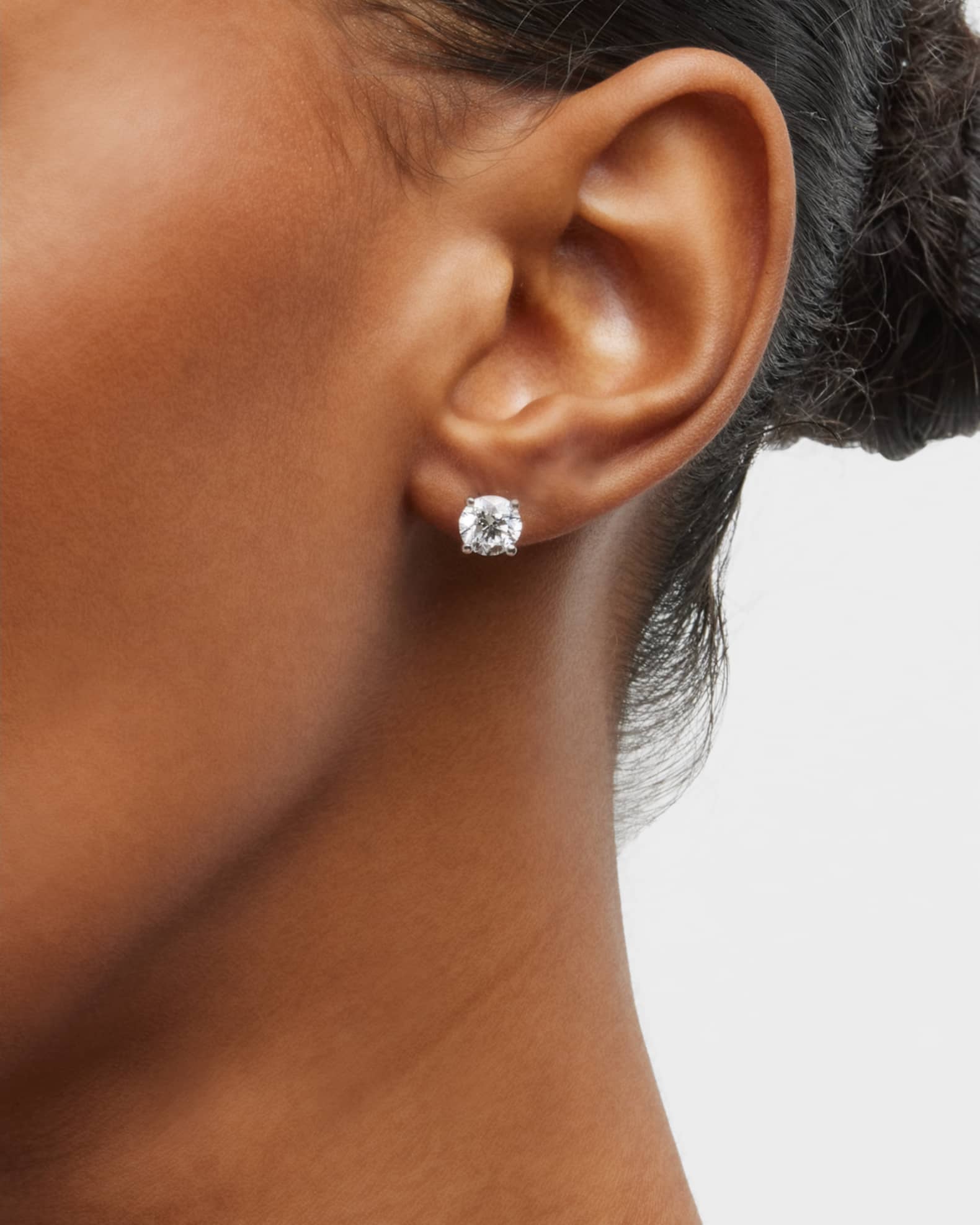 Lab Grown Diamond 18K White Gold Round Stud Earrings, 2.0tcw 1