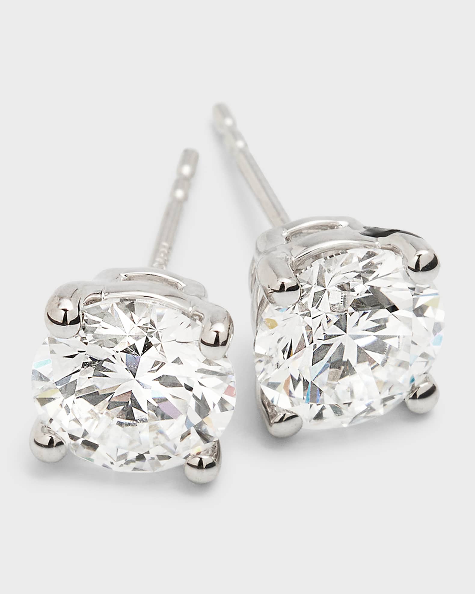 Neiman Marcus Lab Grown Diamonds Lab Grown Diamond 18K White Gold Round Stud Earrings 2.0tcw Neiman Marcus