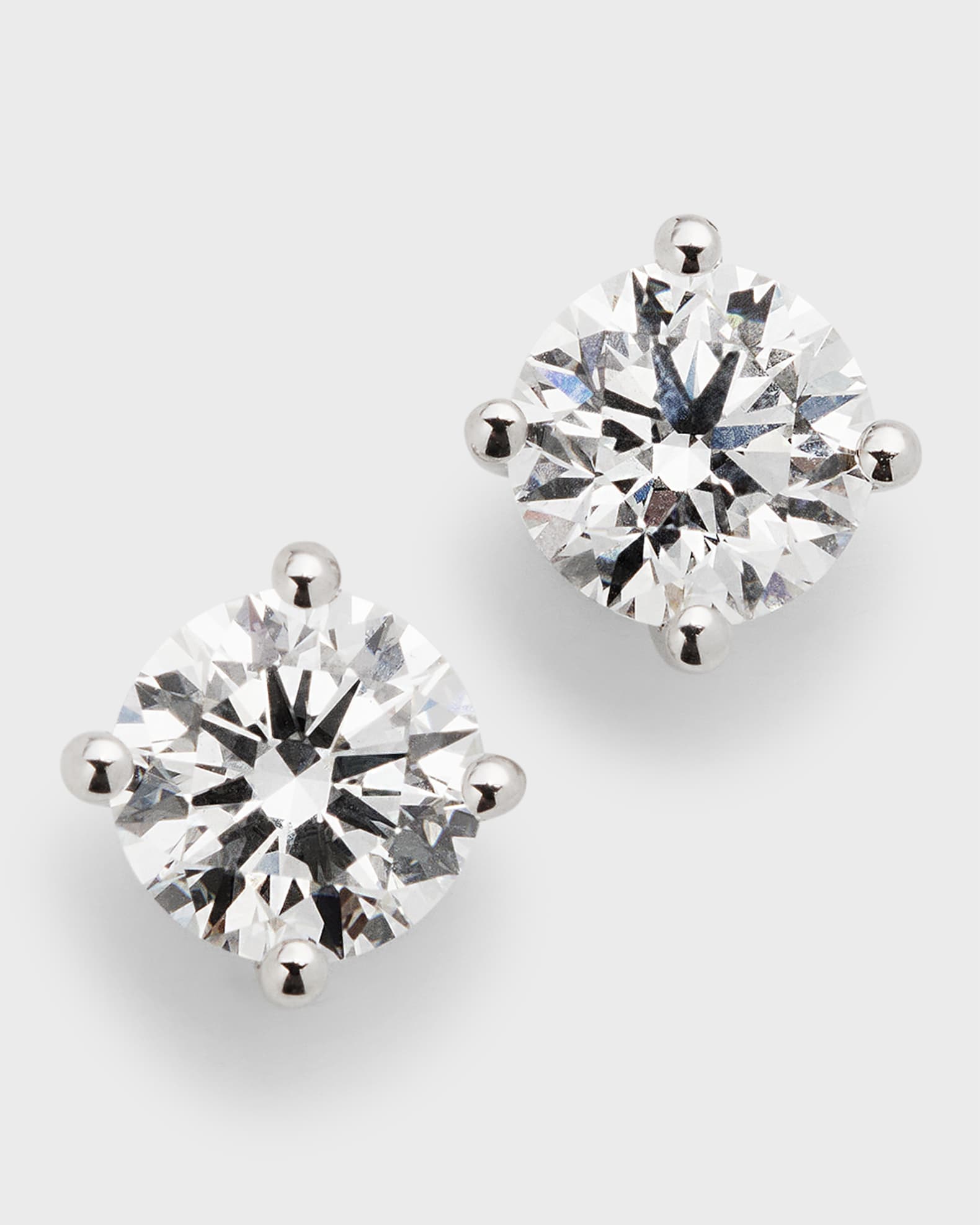 Lab Grown Diamond 18K White Gold Round Stud Earrings, 2.0tcw 0