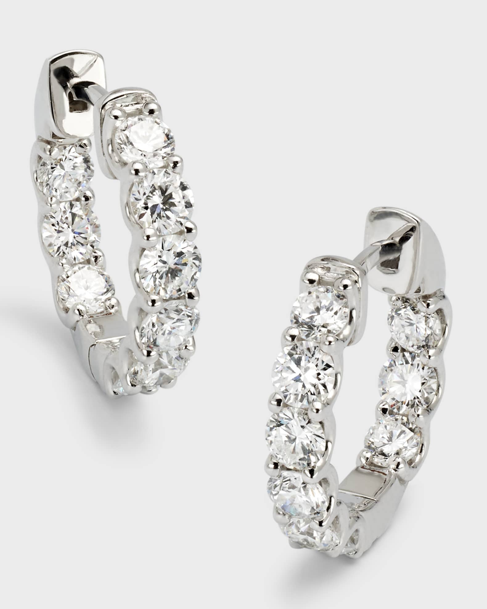 Lab Grown Diamond 18K White Gold Round Hoop Earrings, 0.5"L, 1.8tcw 0