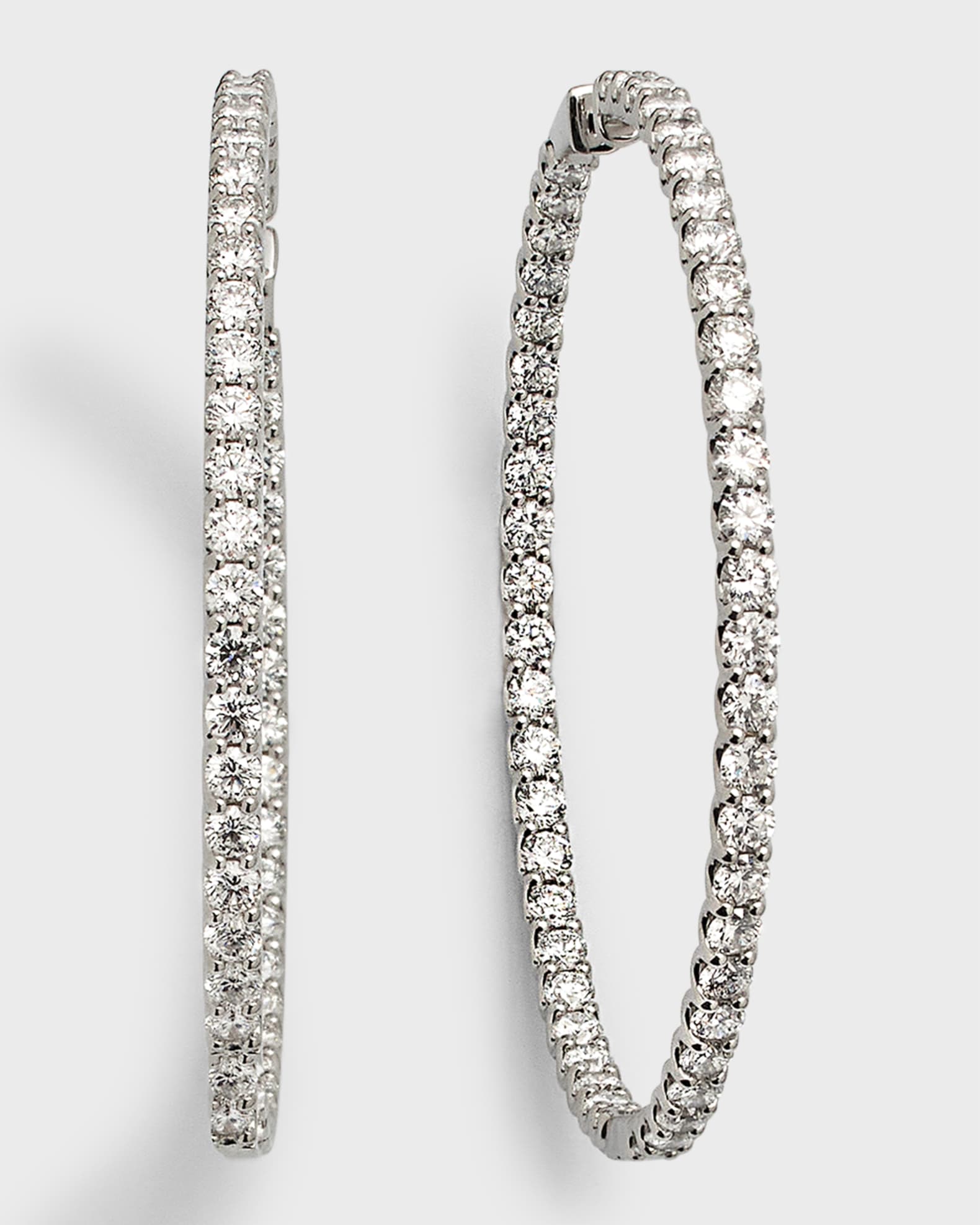 Lab Grown Diamond 18K White Gold Round Hoop Earrings, 2.5"L, 12.5tcw 0