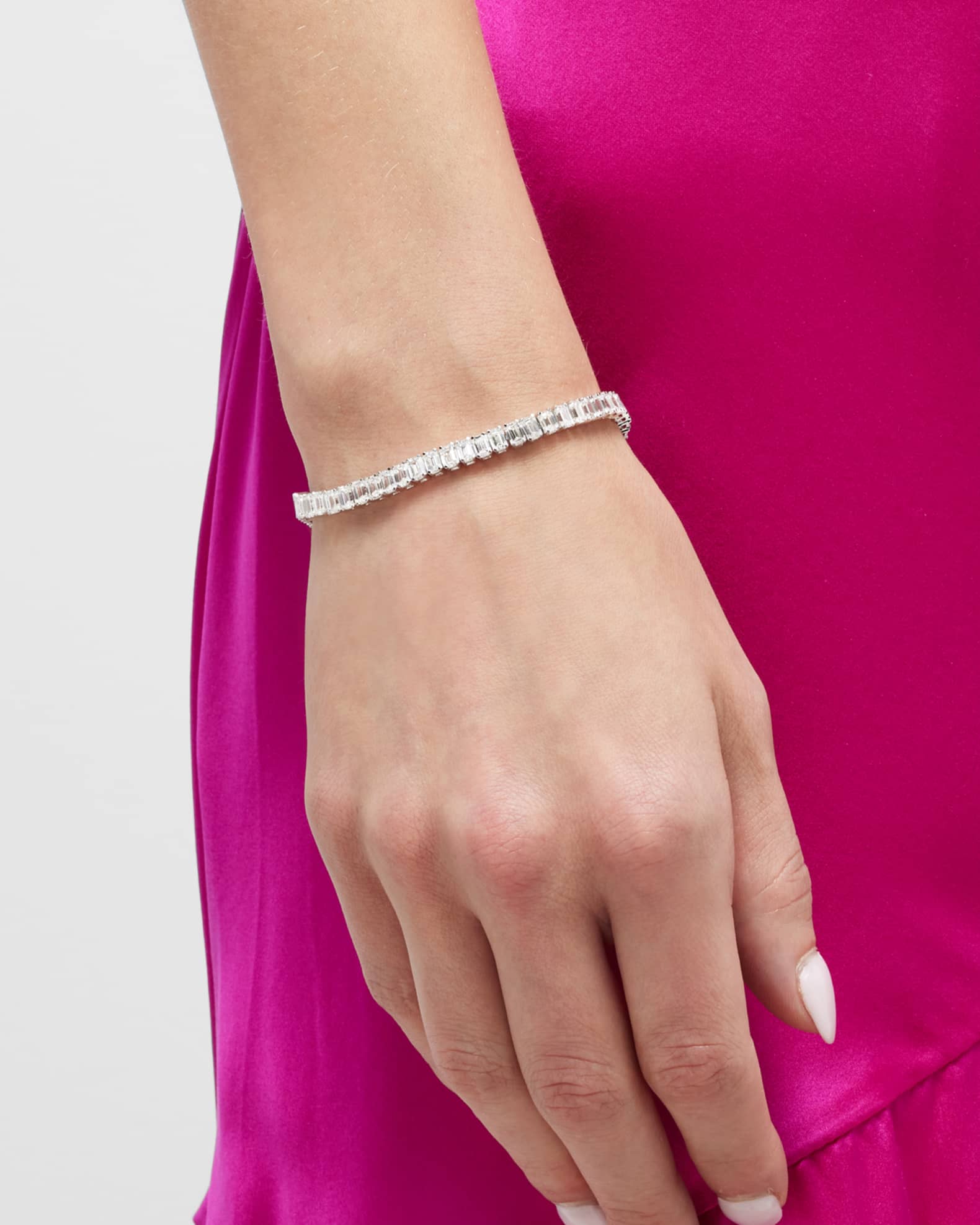 Lab Grown Diamond 18K White Gold Emerald-Cut Bracelet 1