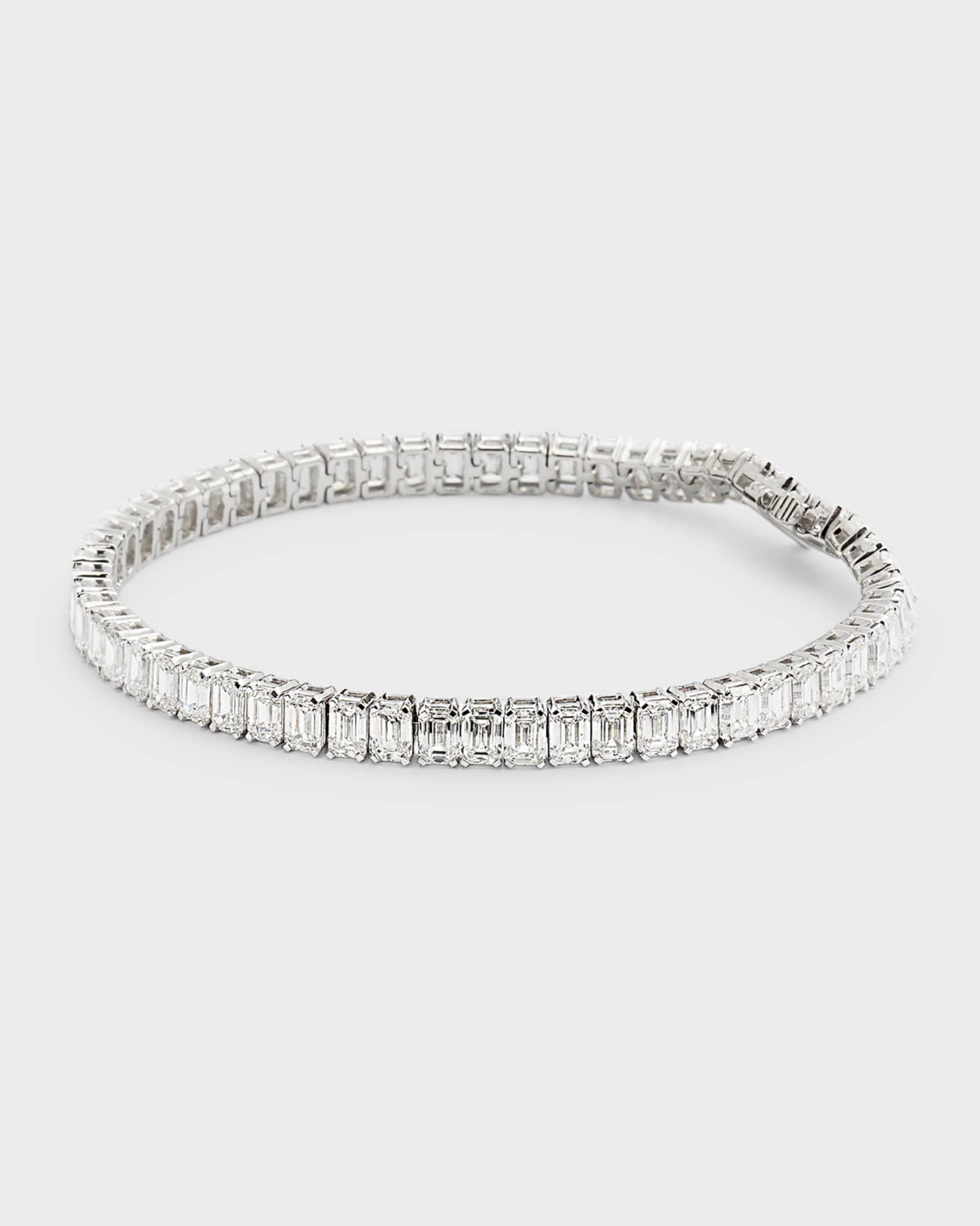 Lab Grown Diamond 18K White Gold Emerald-Cut Bracelet 0