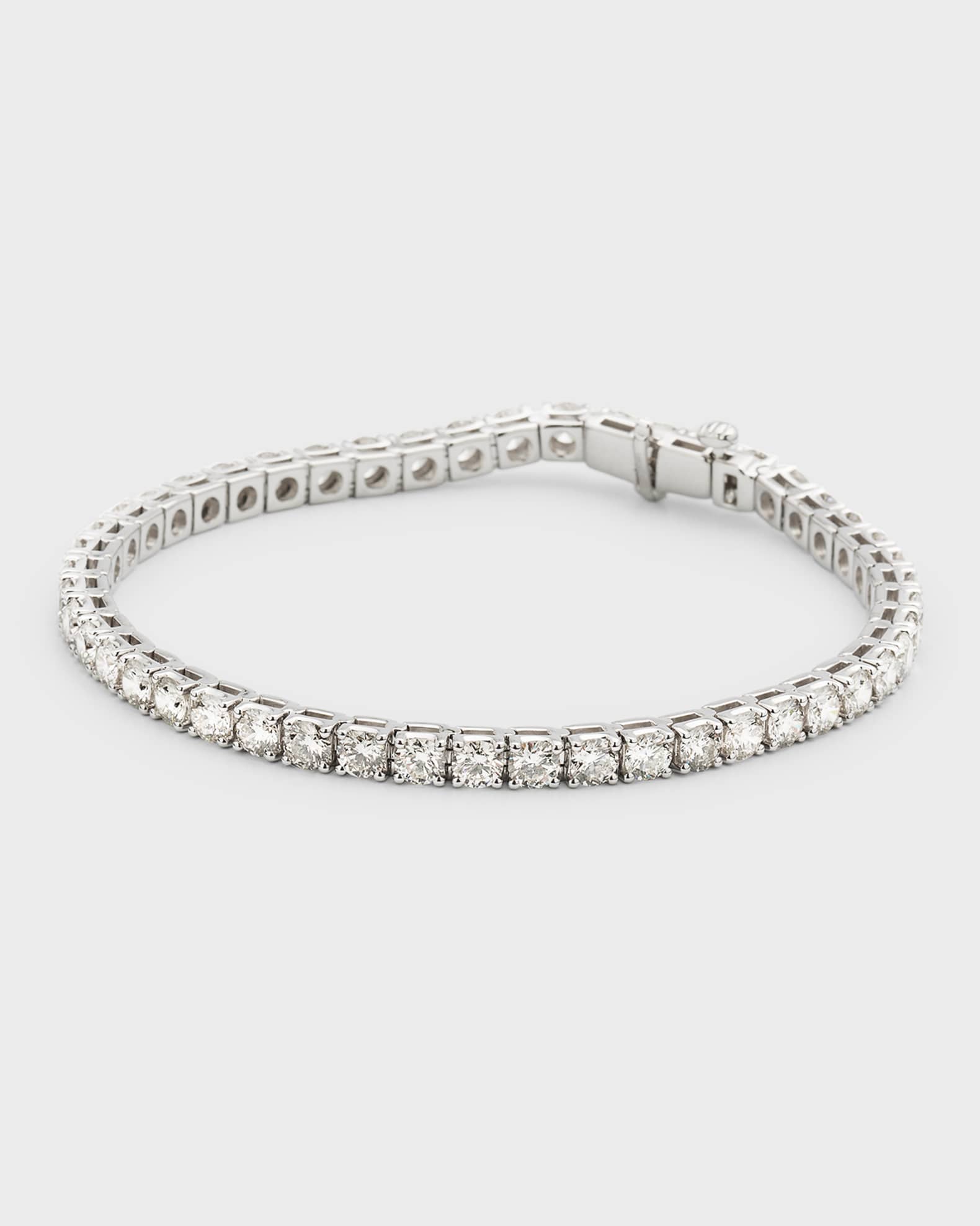 Lab Grown Diamond 18K White Gold Round Tennis Bracelet, 7"L 0