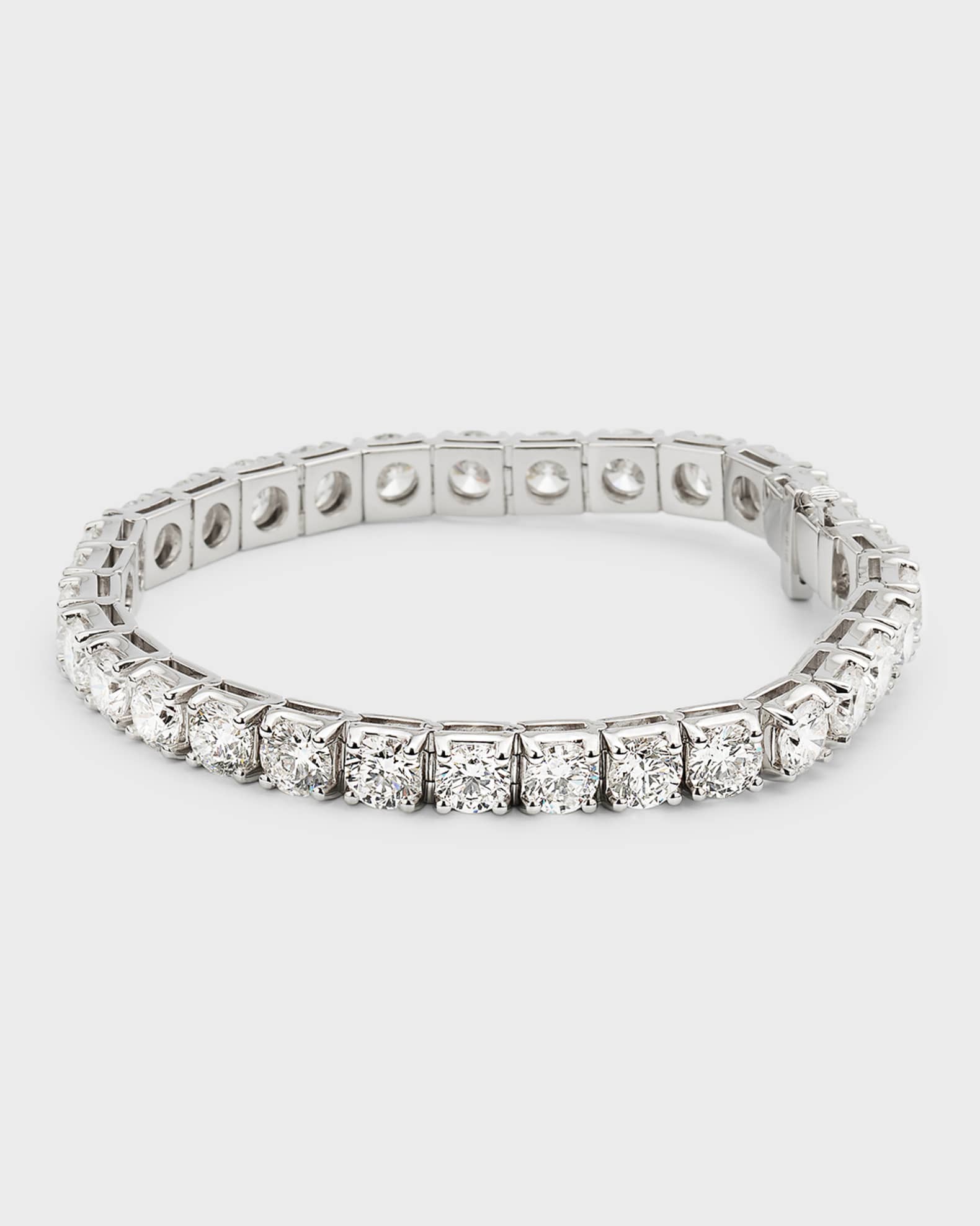 Lab Grown Diamond 18K White Gold Round Tennis Bracelet, 7"L 0