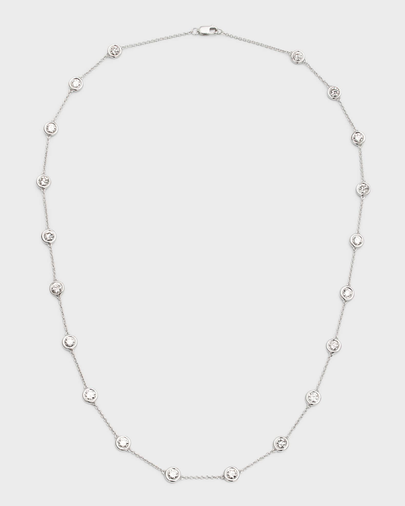 18K White Gold Round Lab Grown Diamond By-the-Yard Necklace, 18"L, 4.0tcw 0