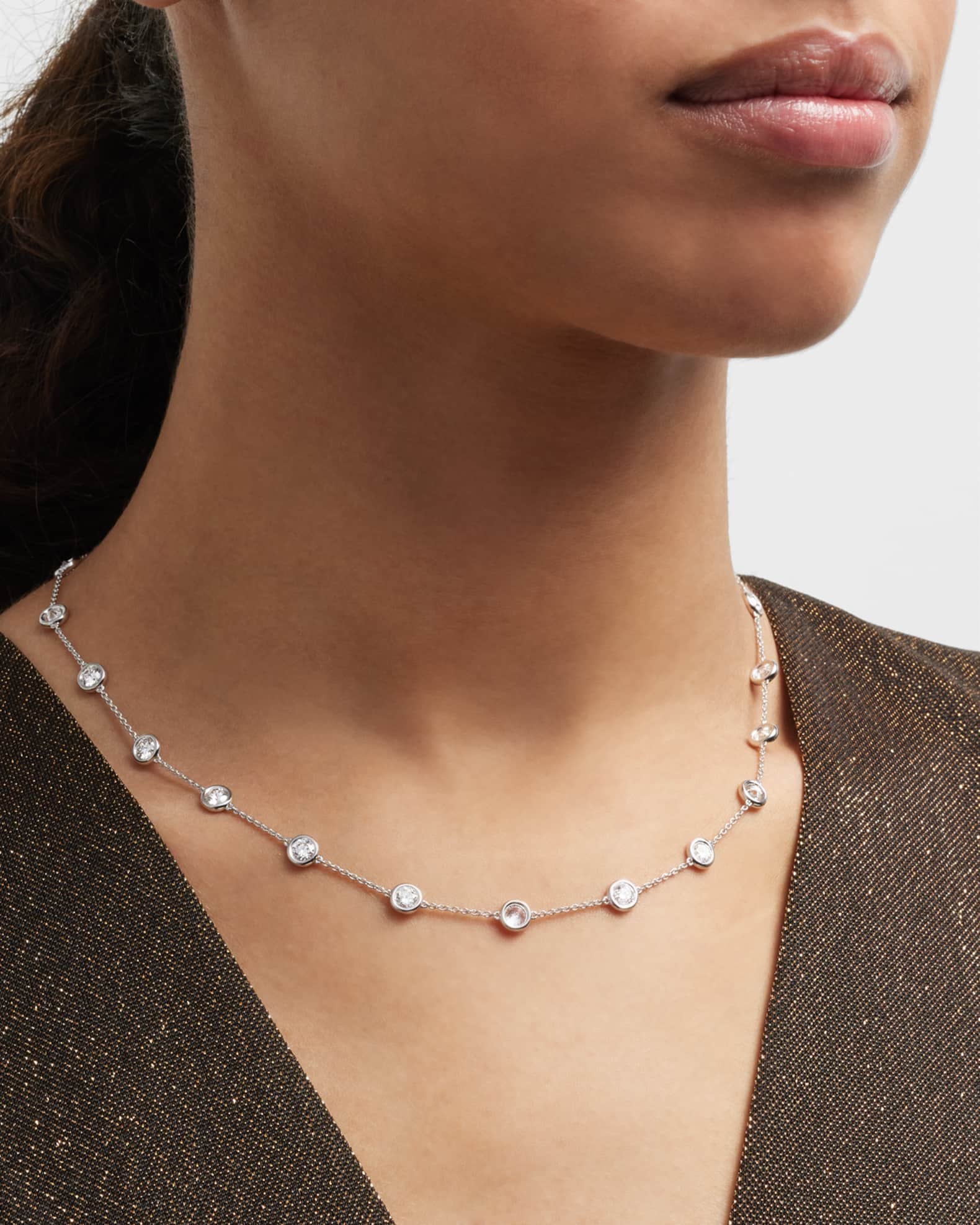 Neiman Marcus Lab Grown Diamonds 18K White Gold Round Lab Grown Diamond By the Yard Necklace 18 L 6.0tcw Neiman Marcus