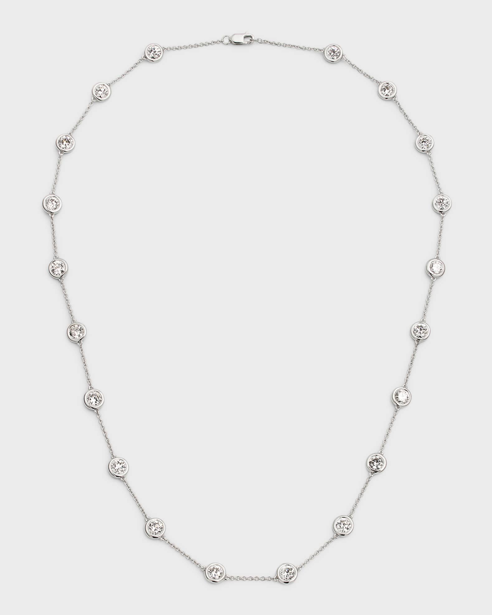 18K White Gold Round Lab Grown Diamond By-the-Yard Necklace, 18"L, 6.0tcw 0