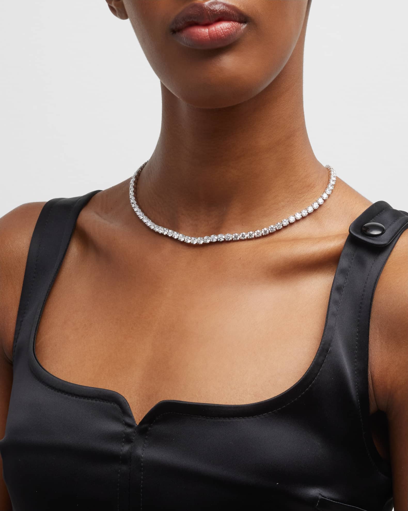 Neiman Marcus Lab Grown Diamonds Lab Grown Diamond 18K White Gold Round Line Necklace 17 L Neiman Marcus