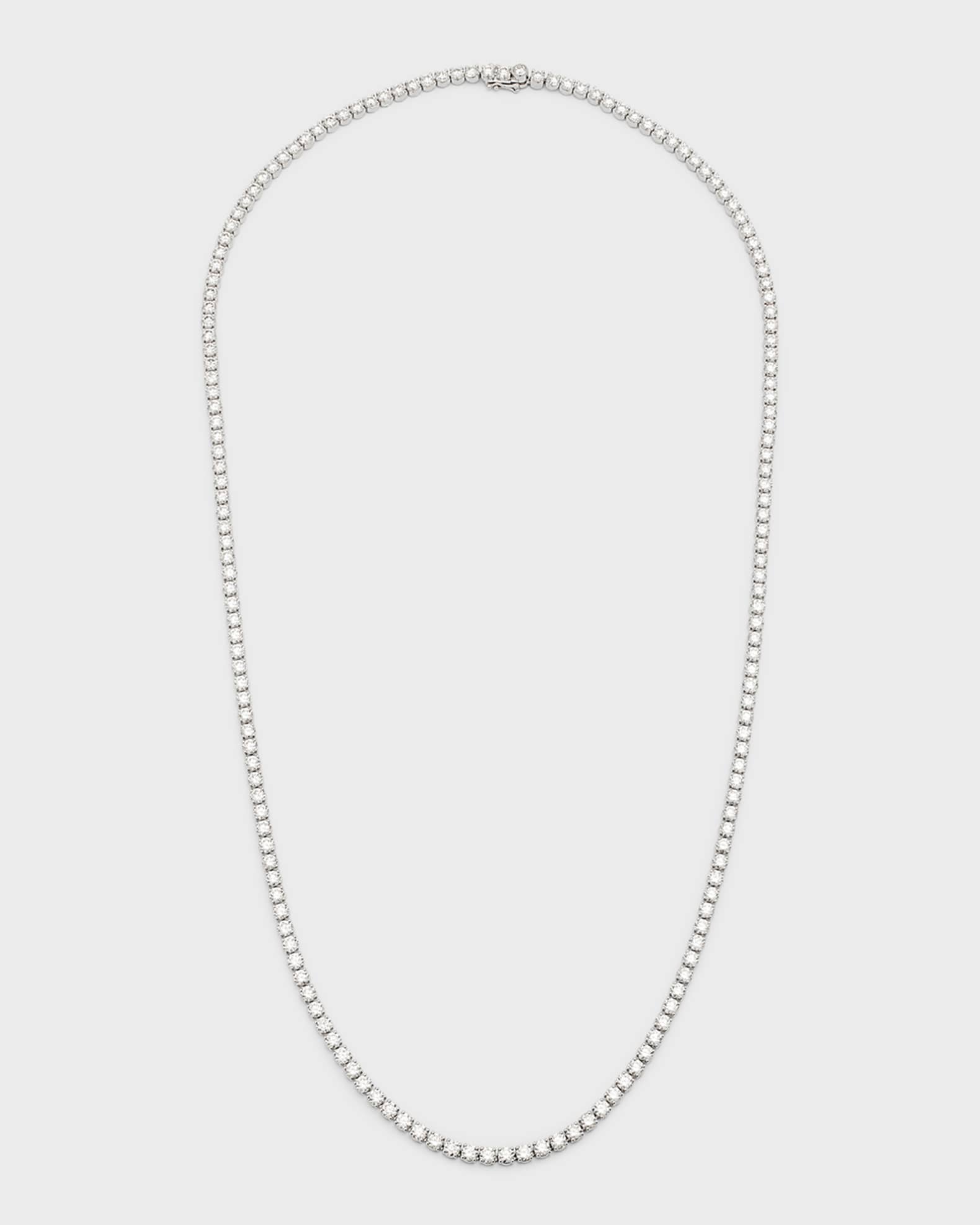 Lab Grown Diamond 18K White Gold Round Diamond Line Necklace. 30"L 0