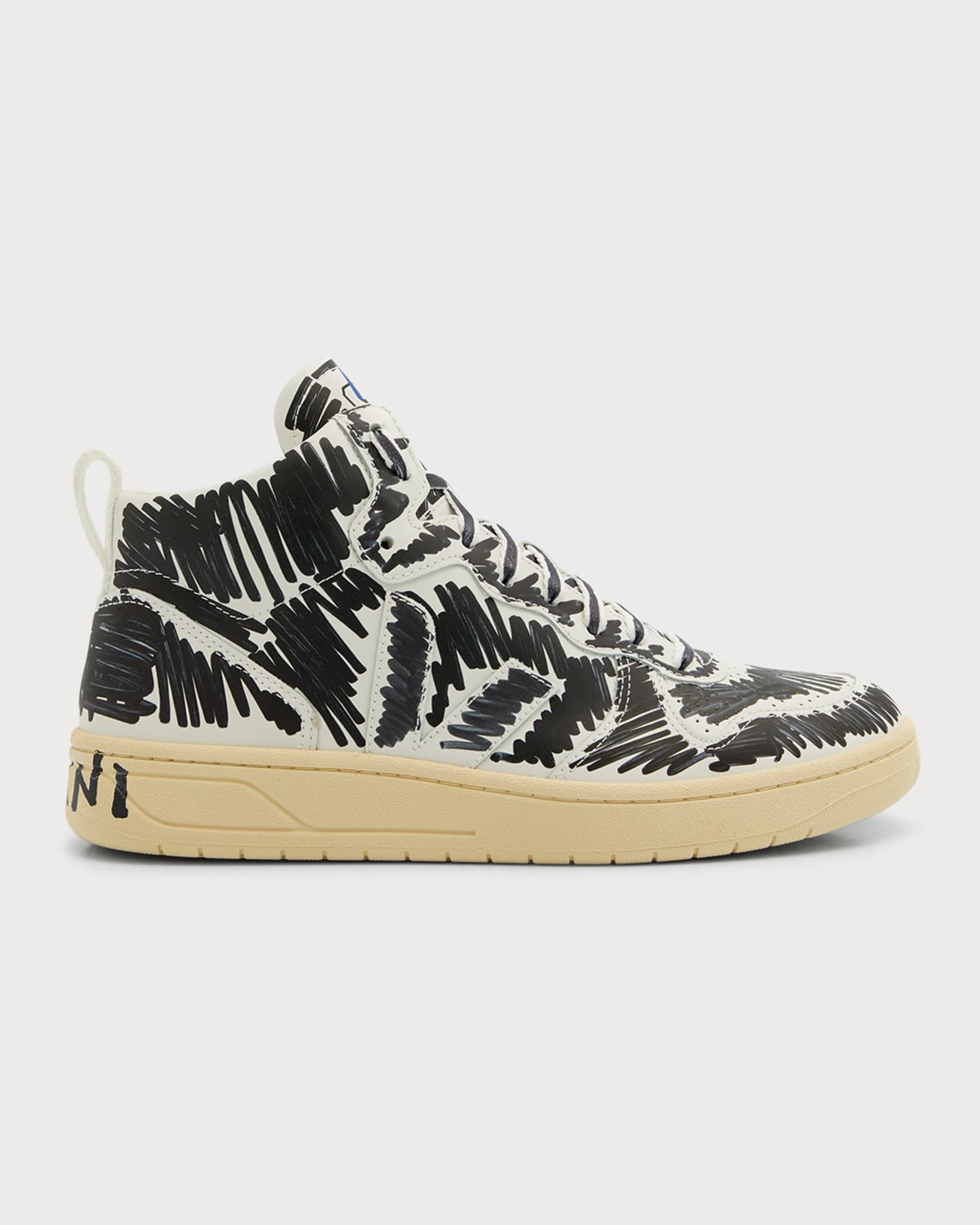 Marni x Veja Men's V15 Scribble Leather High-Top Sneakers | Neiman Marcus