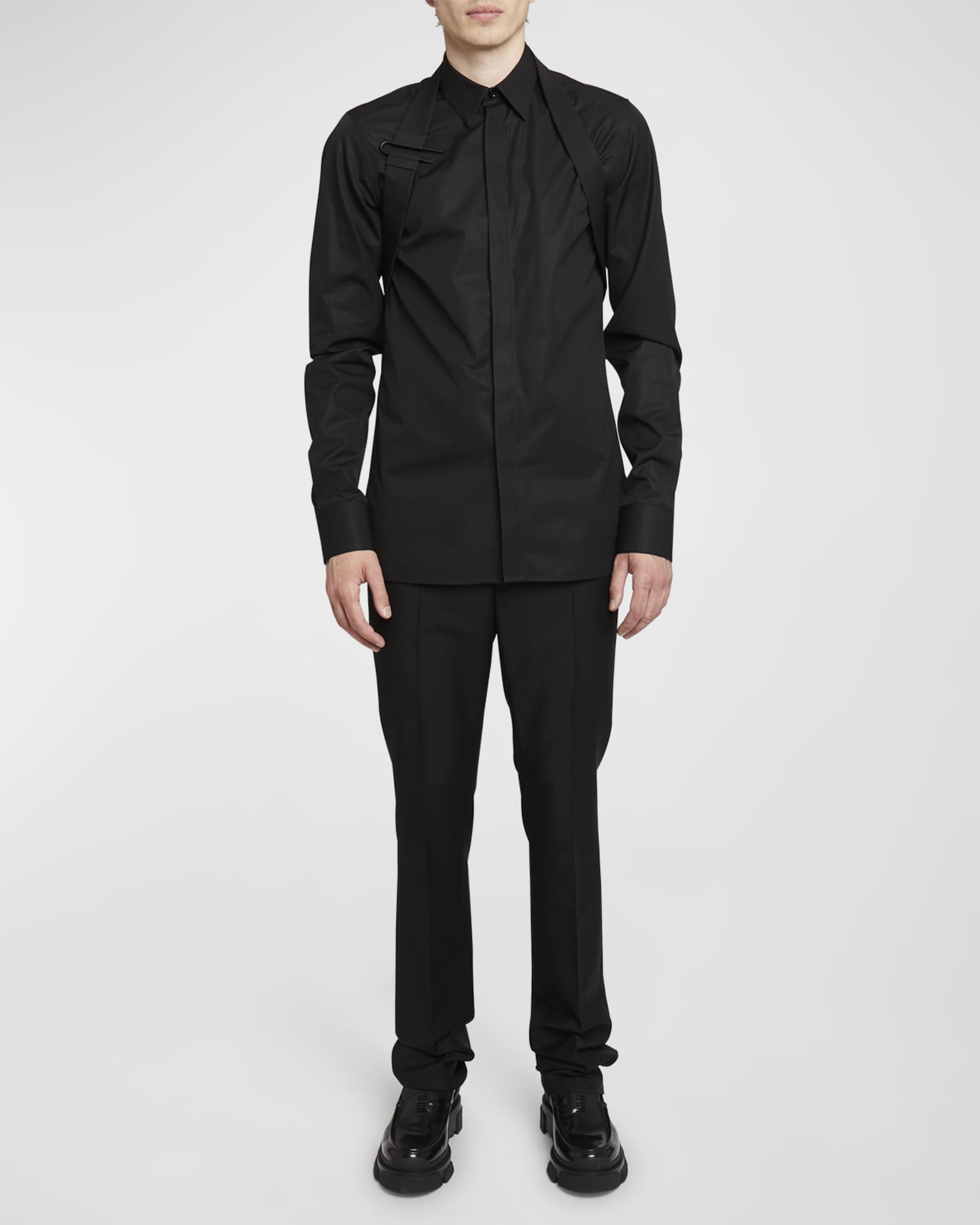 Givenchy Men's 4G-Buckle Cargo Overshirt | Neiman Marcus