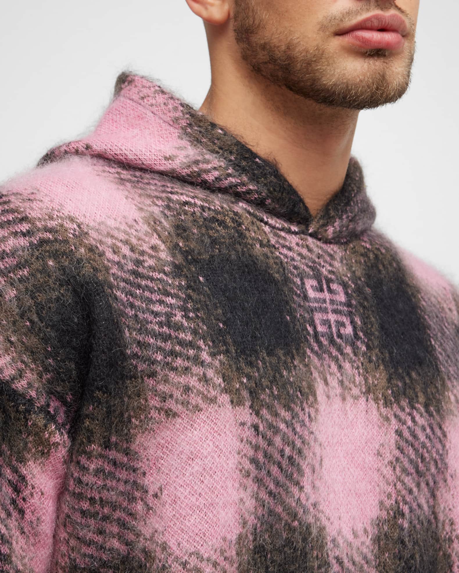 Givenchy Men's 4G Mohair Plaid Hoodie Neiman Marcus