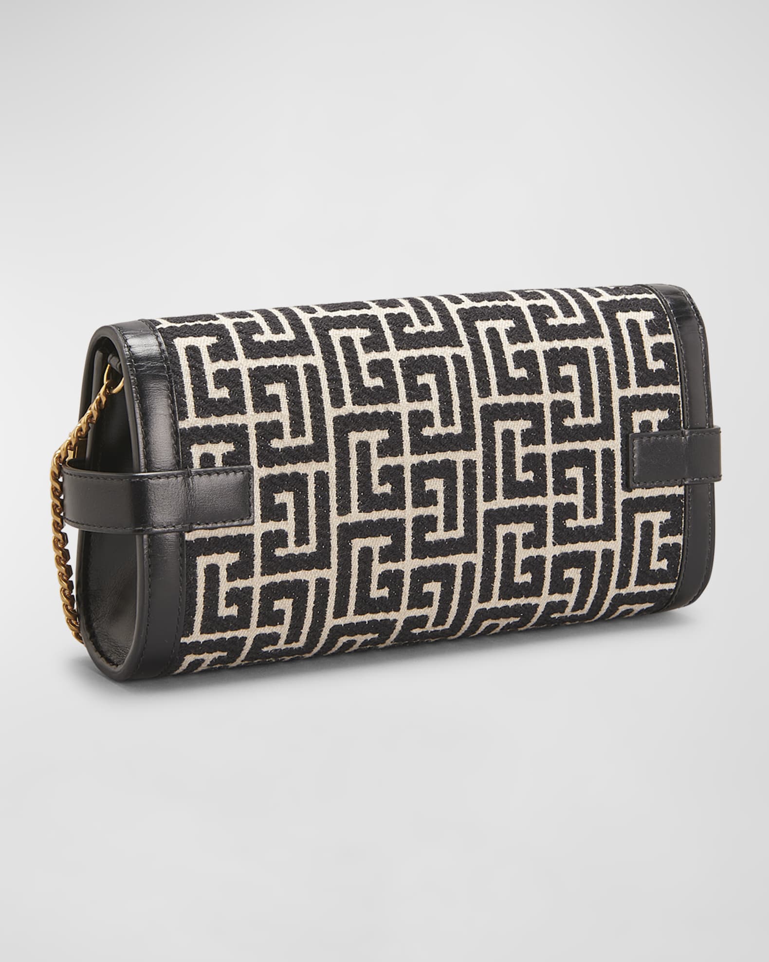 Balmain BBuzz 23 Wallet on a Chain in Monogram Jacquard | Neiman Marcus