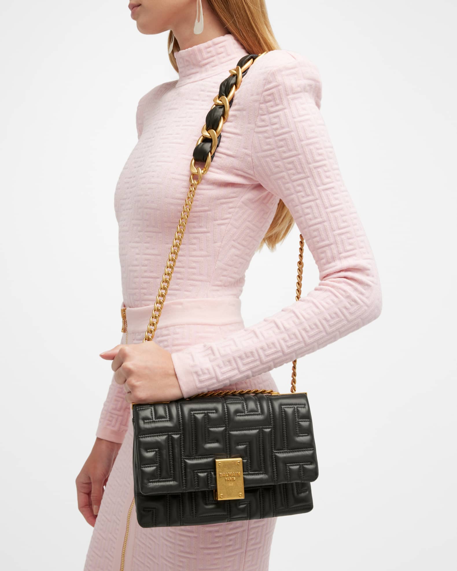 【送料&関税込】Balmain 1945 Soft Quilted Mini Shoulder Bag 1945 Soft quilted leather mini bag black black - Women | BALMAIN