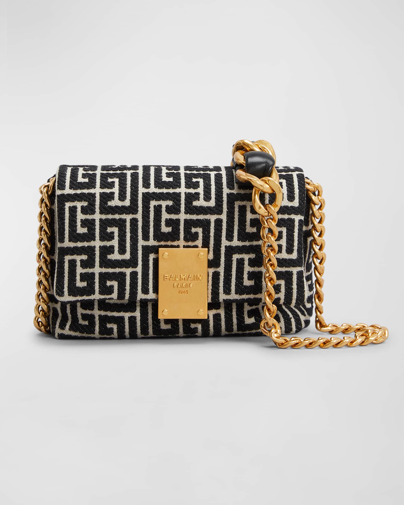 Balmain 1945 Mini Monogram Jacquard Shoulder Bag Neiman Marcus
