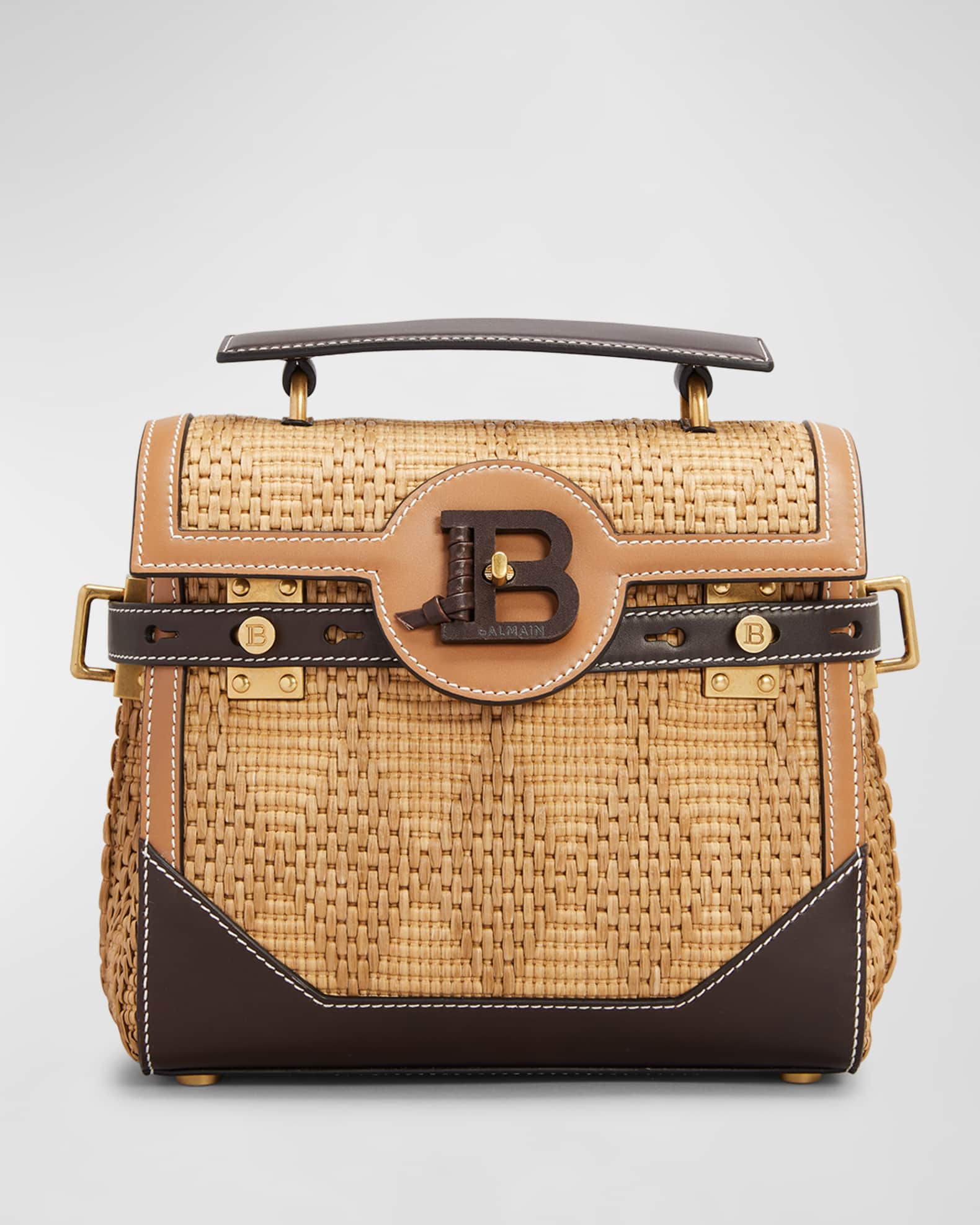 Balmain BBuzz 23 Raffia TopHandle Bag Neiman Marcus