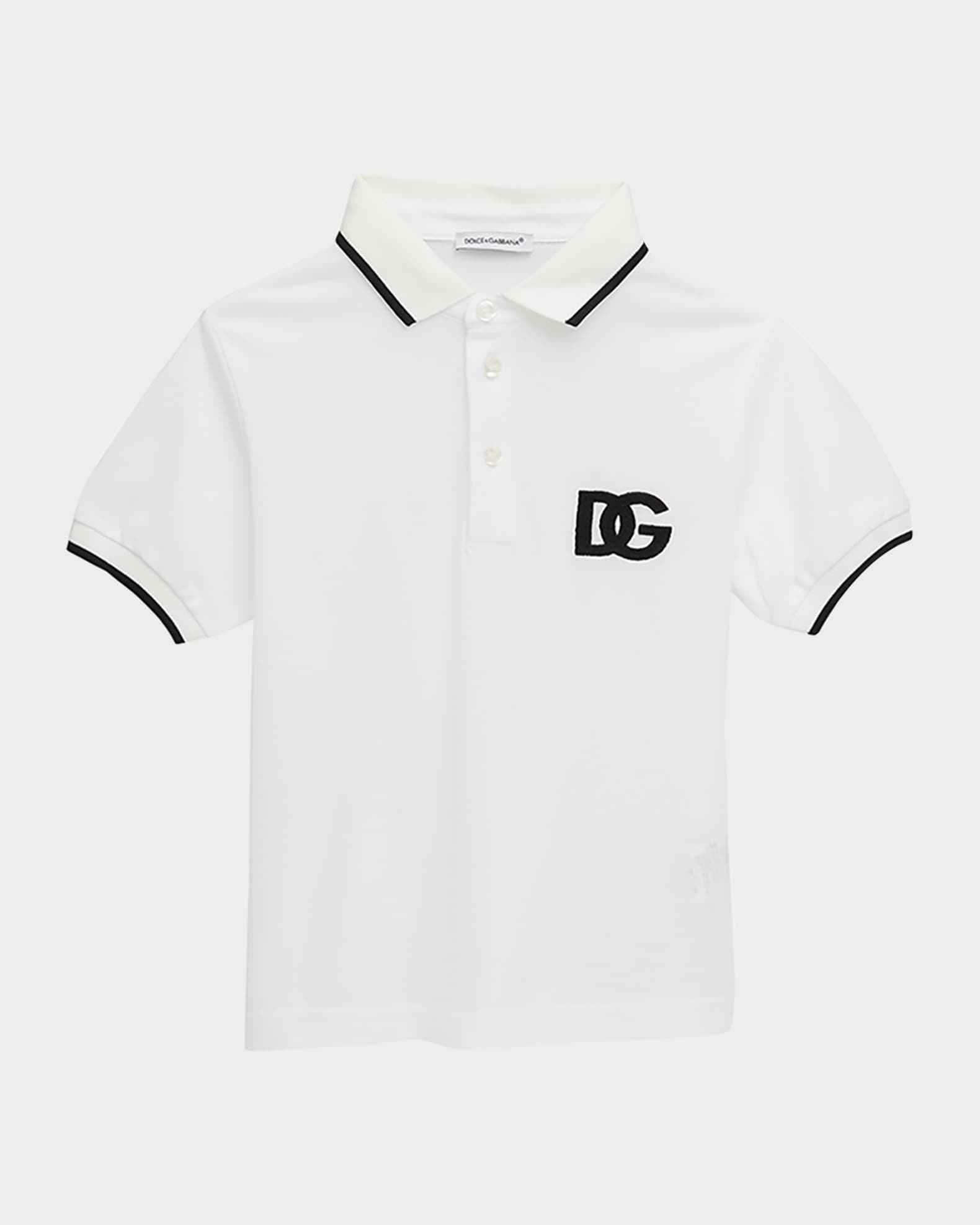 Dolce&Gabbana Boy's Piqué Polo Shirt with Logo Embroidery