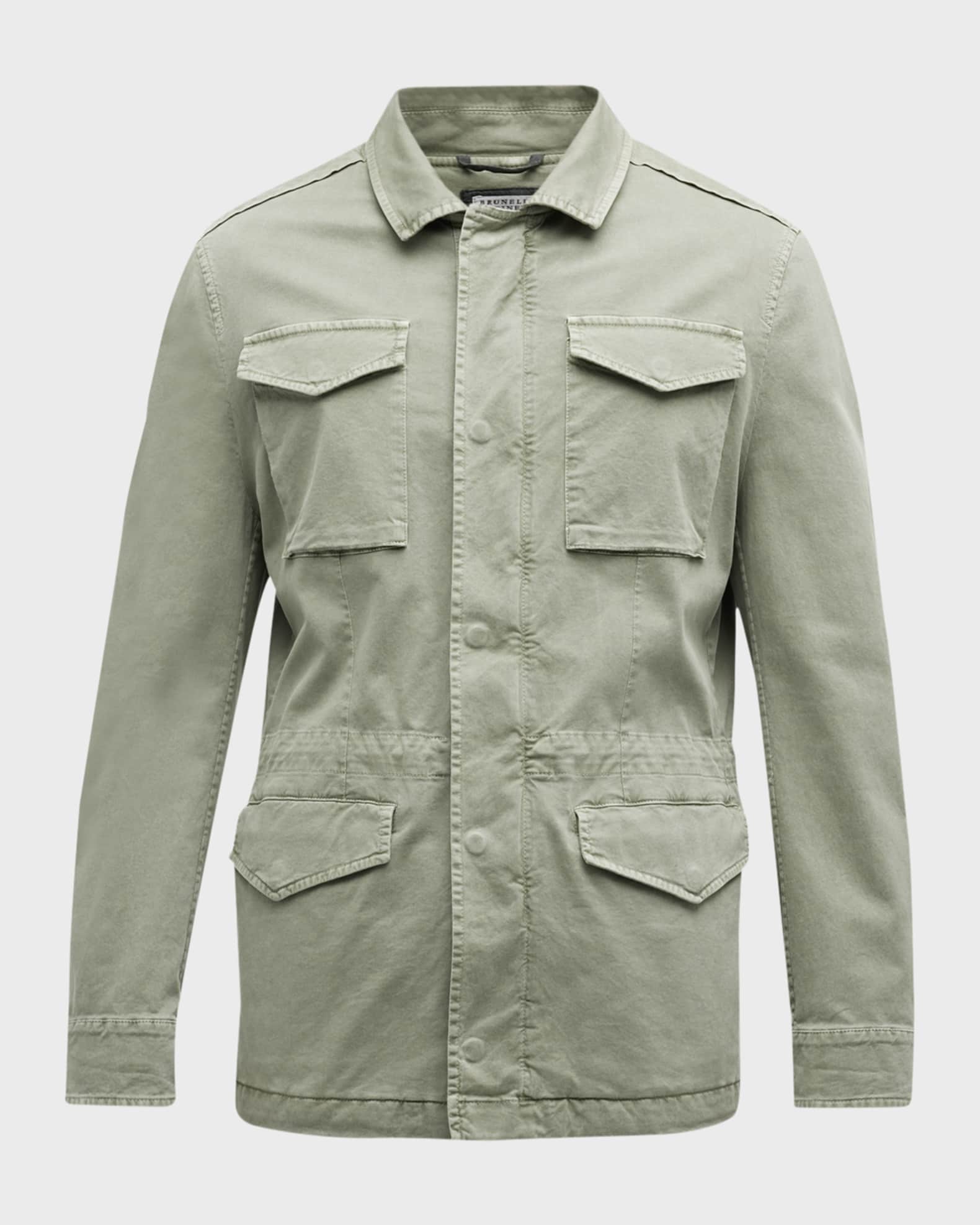 Brunello Cucinelli Men's Cotton-Stretch Field Jacket | Neiman Marcus