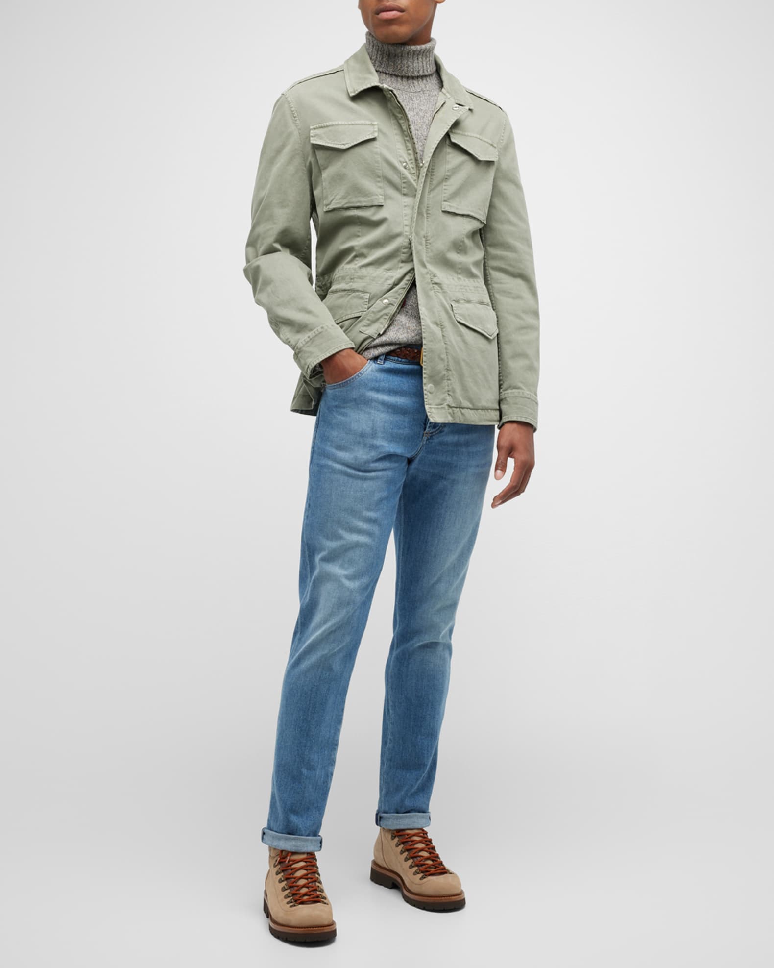 Brunello Cucinelli Men's Cotton-Stretch Field Jacket | Neiman Marcus