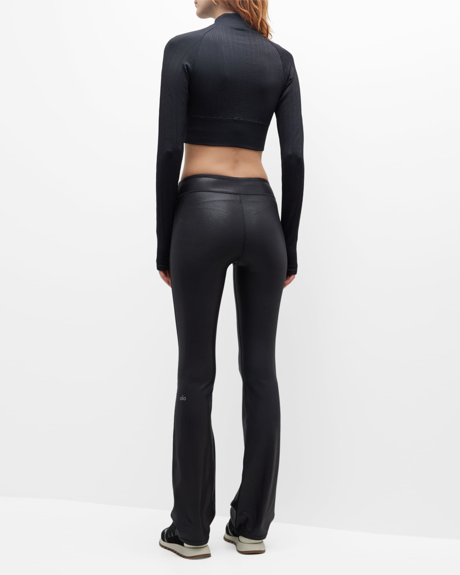 Alo Yoga Seamless Cable Knit Fleece Long Sleeve Crop Top Neiman Marcus
