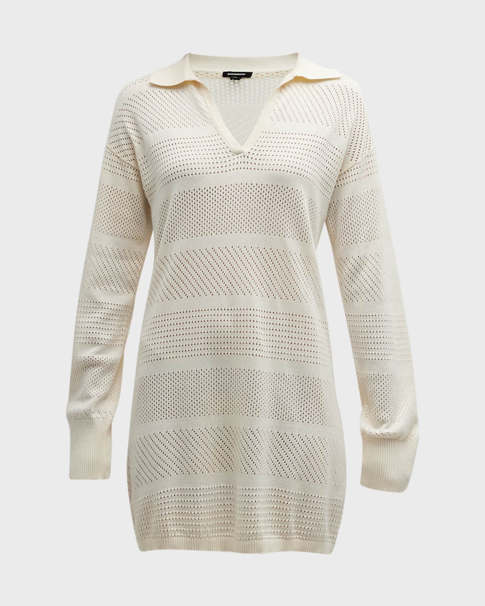 Monrow CrochetKnit Polo Shirtdress Neiman Marcus