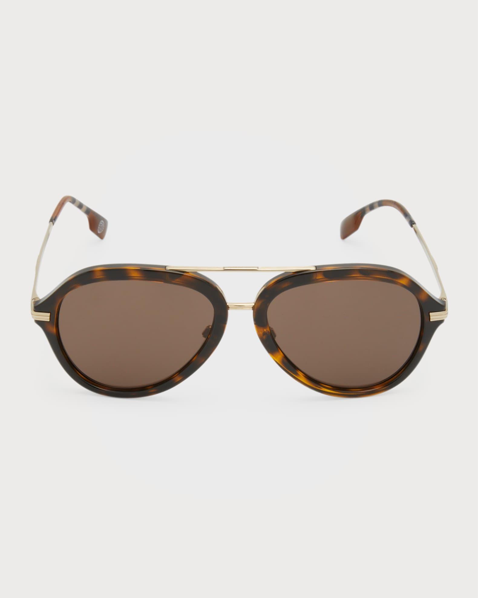 Burberry Men's Jude DoubleBridge Aviator Sunglasses Neiman Marcus