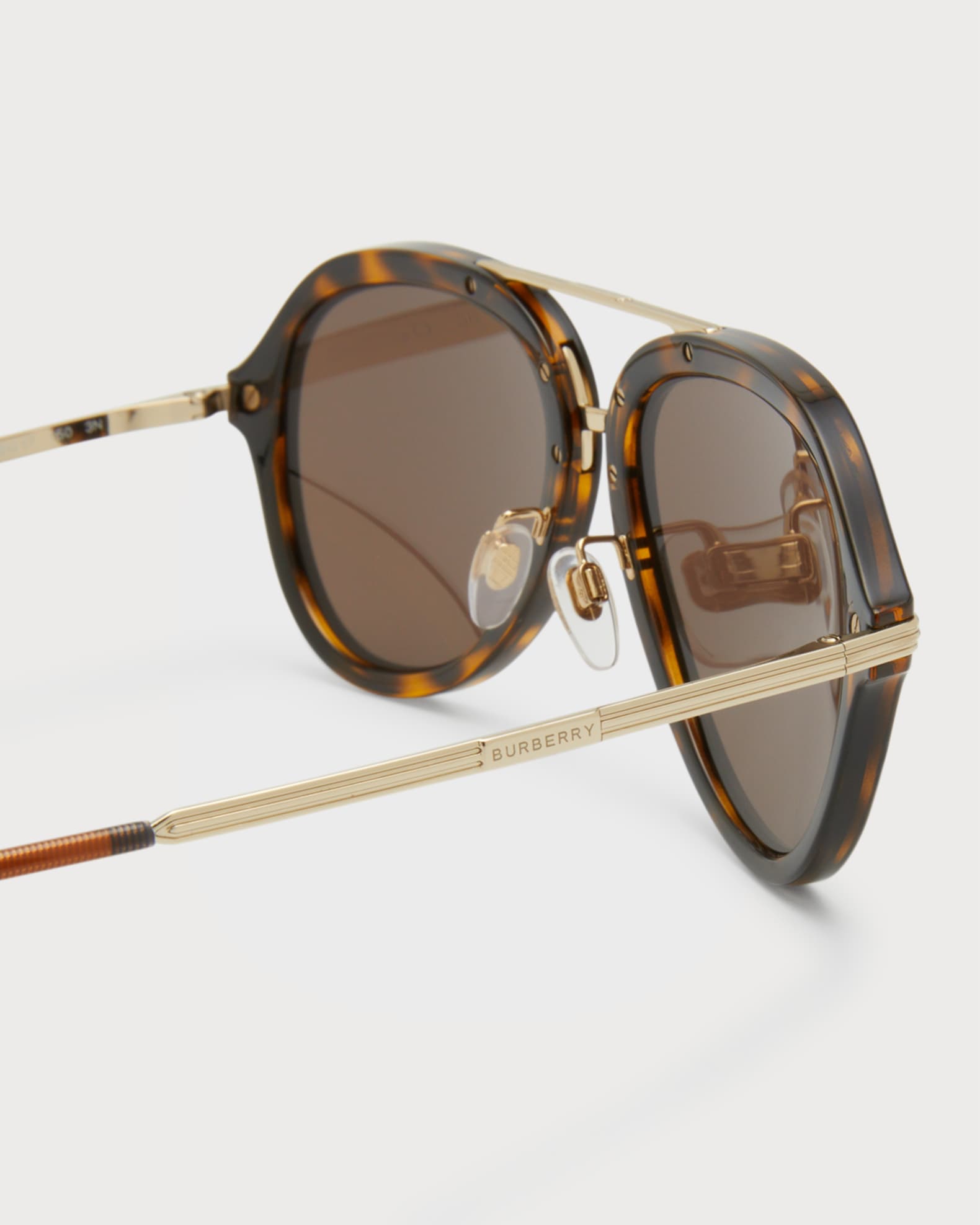 Burberry Men's Jude DoubleBridge Aviator Sunglasses Neiman Marcus