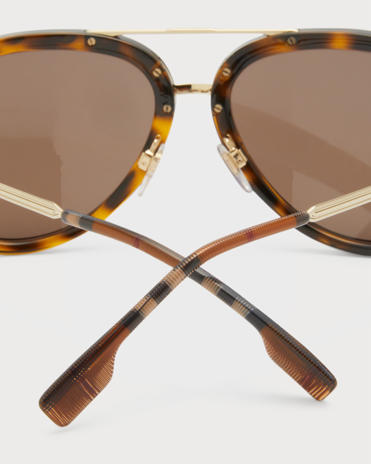Burberry Men's Jude DoubleBridge Aviator Sunglasses Neiman Marcus