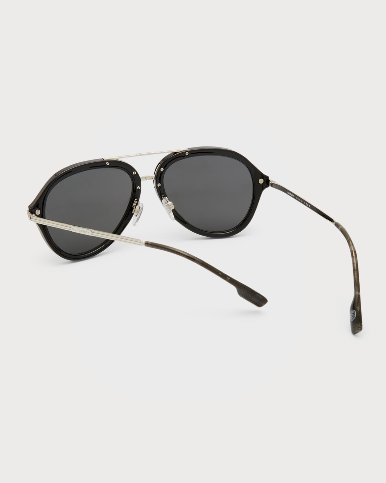 Burberry Men's Jude DoubleBridge Aviator Sunglasses Neiman Marcus