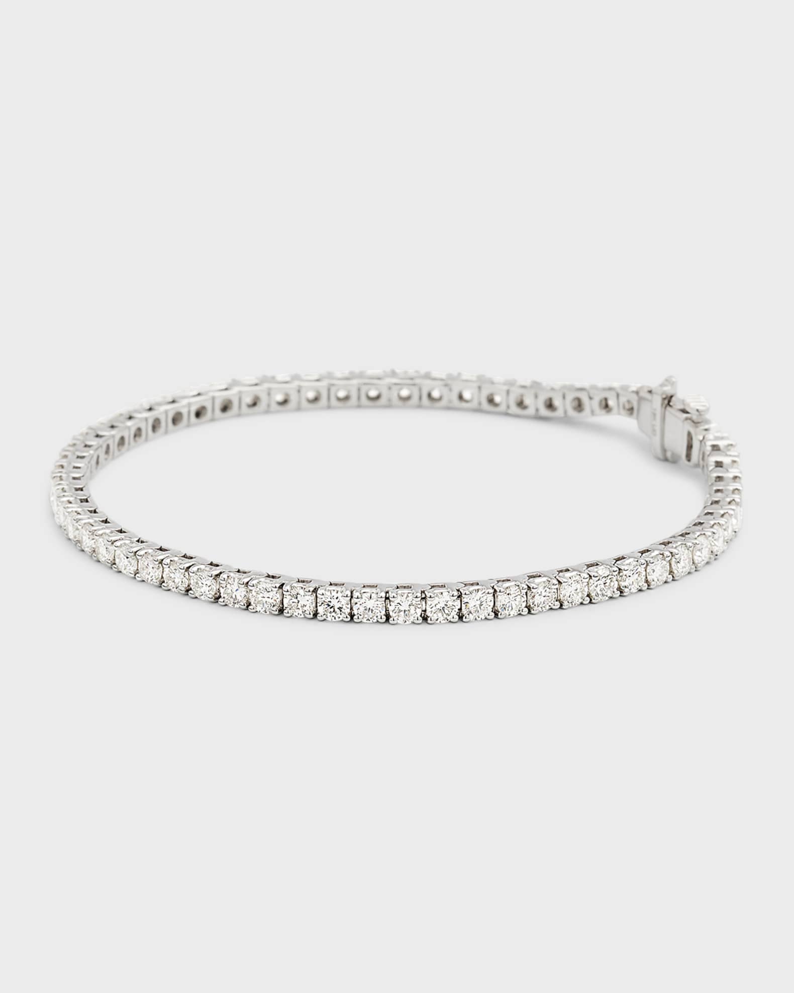 18K White Gold Round Lab Grown Diamond Bracelet, 7"L 0