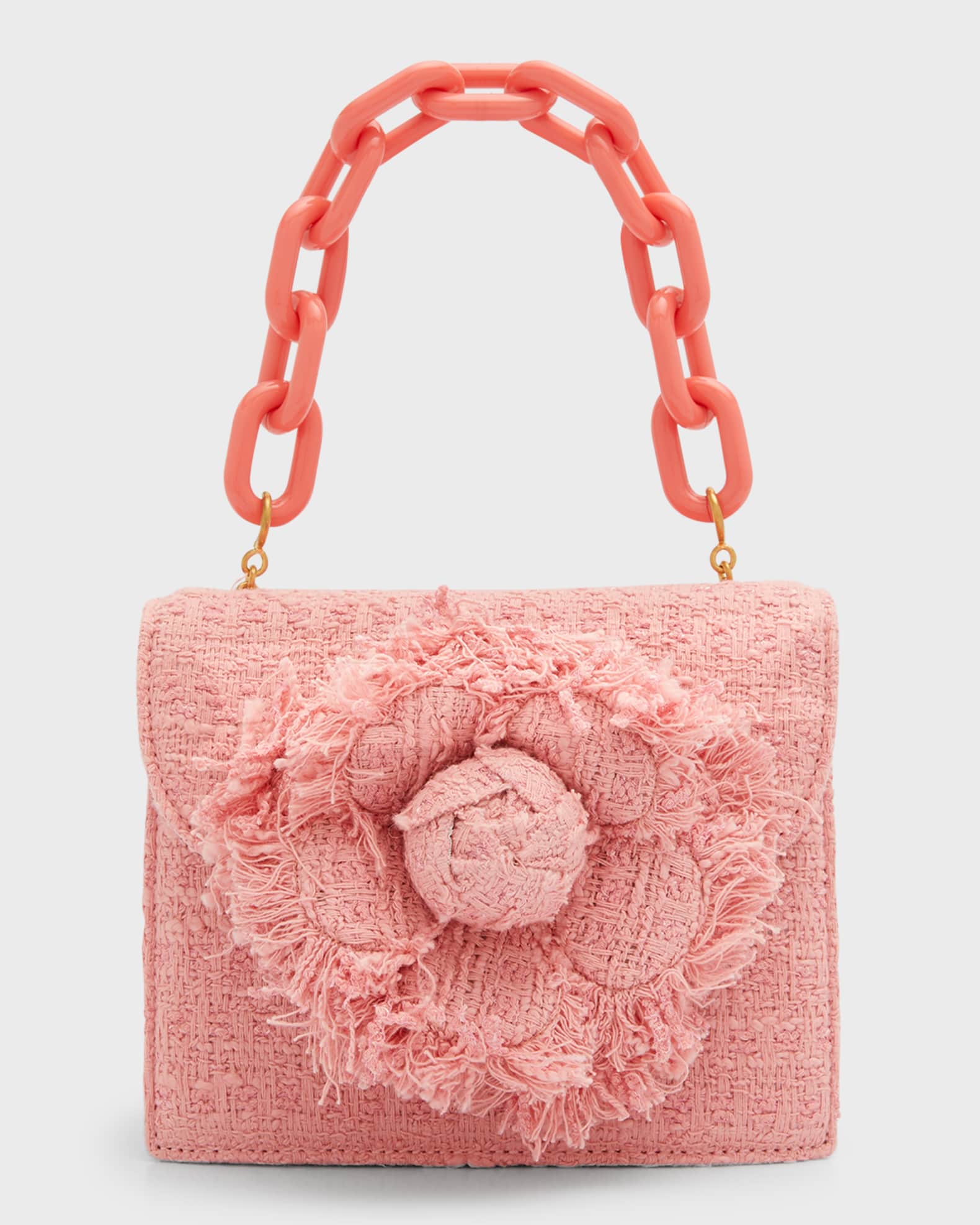 Oscar de la Renta Mini Flower Tweed Chain Shoulder Bag | Neiman Marcus