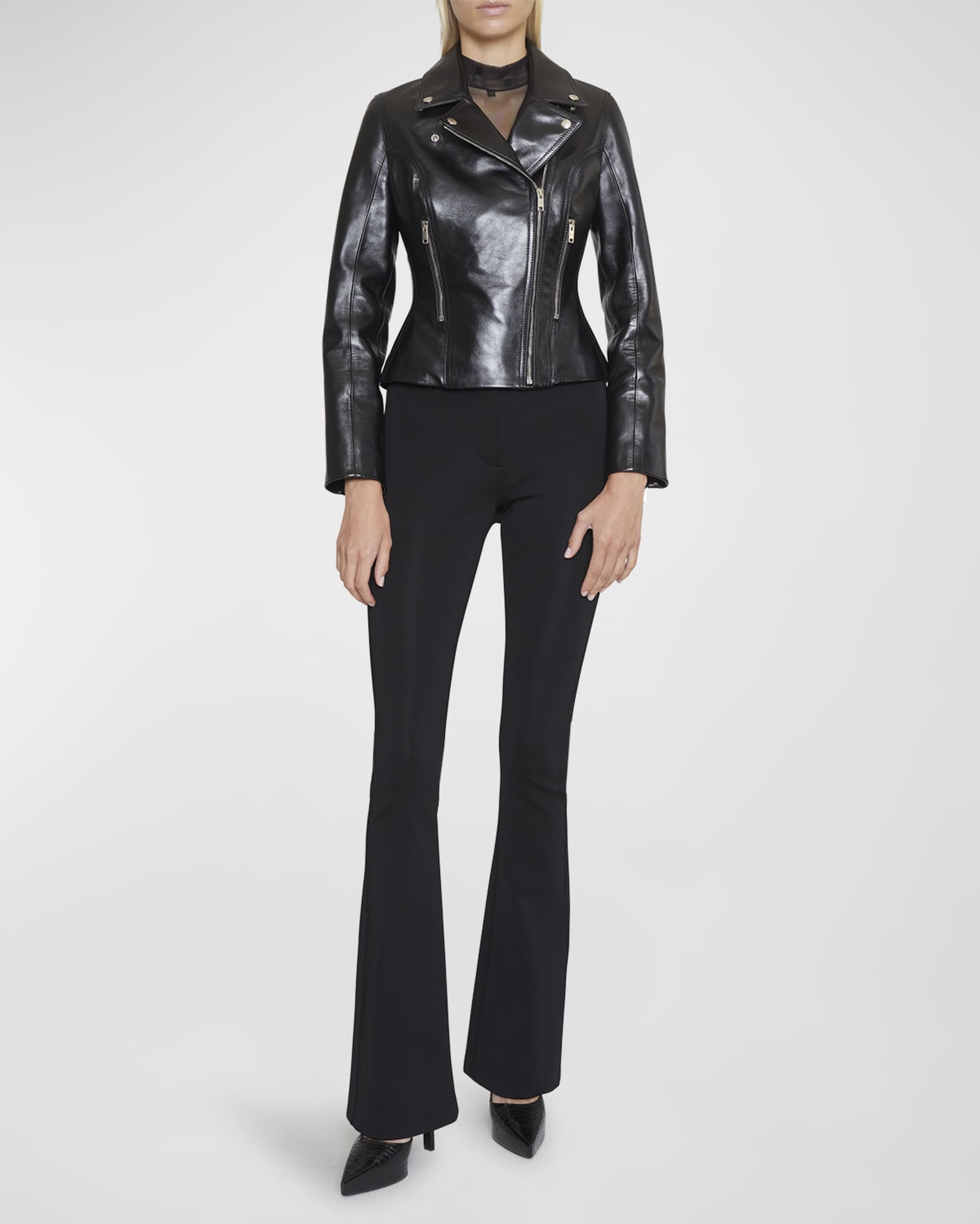 Givenchy Cinched Leather Motorcycle Jacket | Neiman Marcus