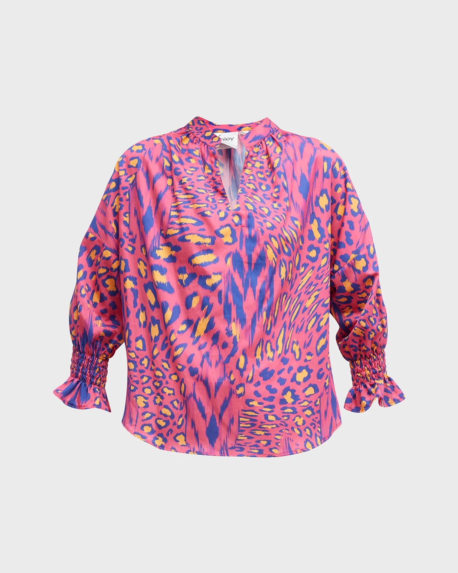 Finley Rex Animal-Print Blouson-Sleeve Top | Neiman Marcus